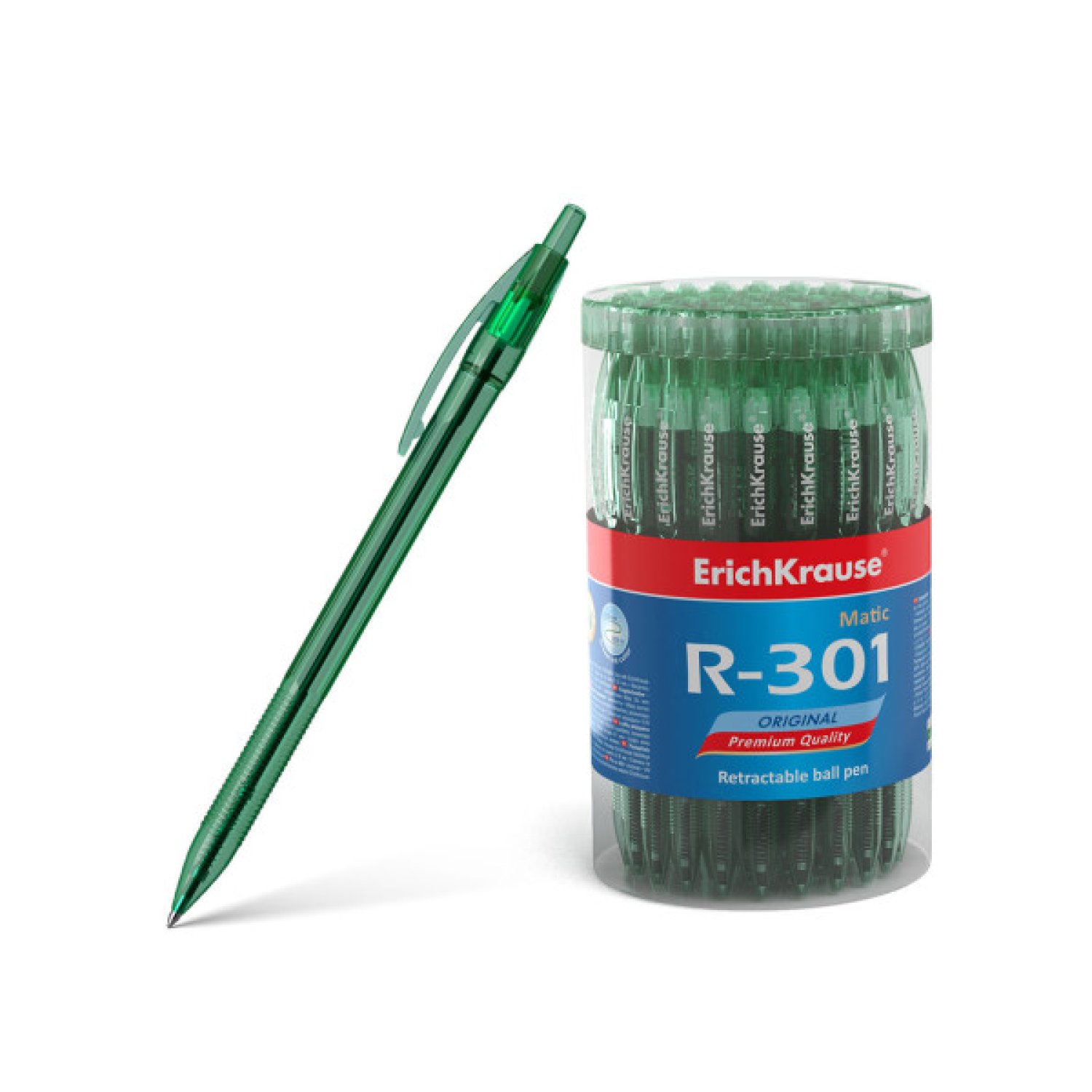 ErichKrause Bolígrafo Retráctil · Punta Verde · Pack 60 Unidades
