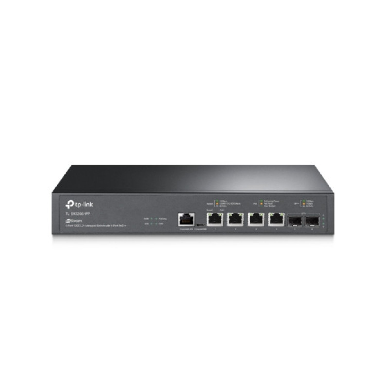 TP-Link Conmutador JetStream · 4 puertos 10GBase-T · 2 puertos 10GE SFP+ · PoE++ · L2+