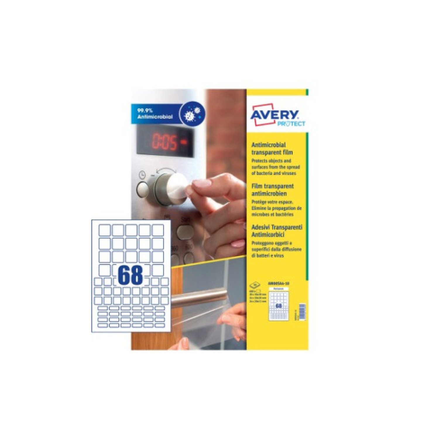 Avery AM00SA4 · Etiquetas Autoadhesivas Transparentes · 680 Piezas · Adhesivo Permanente