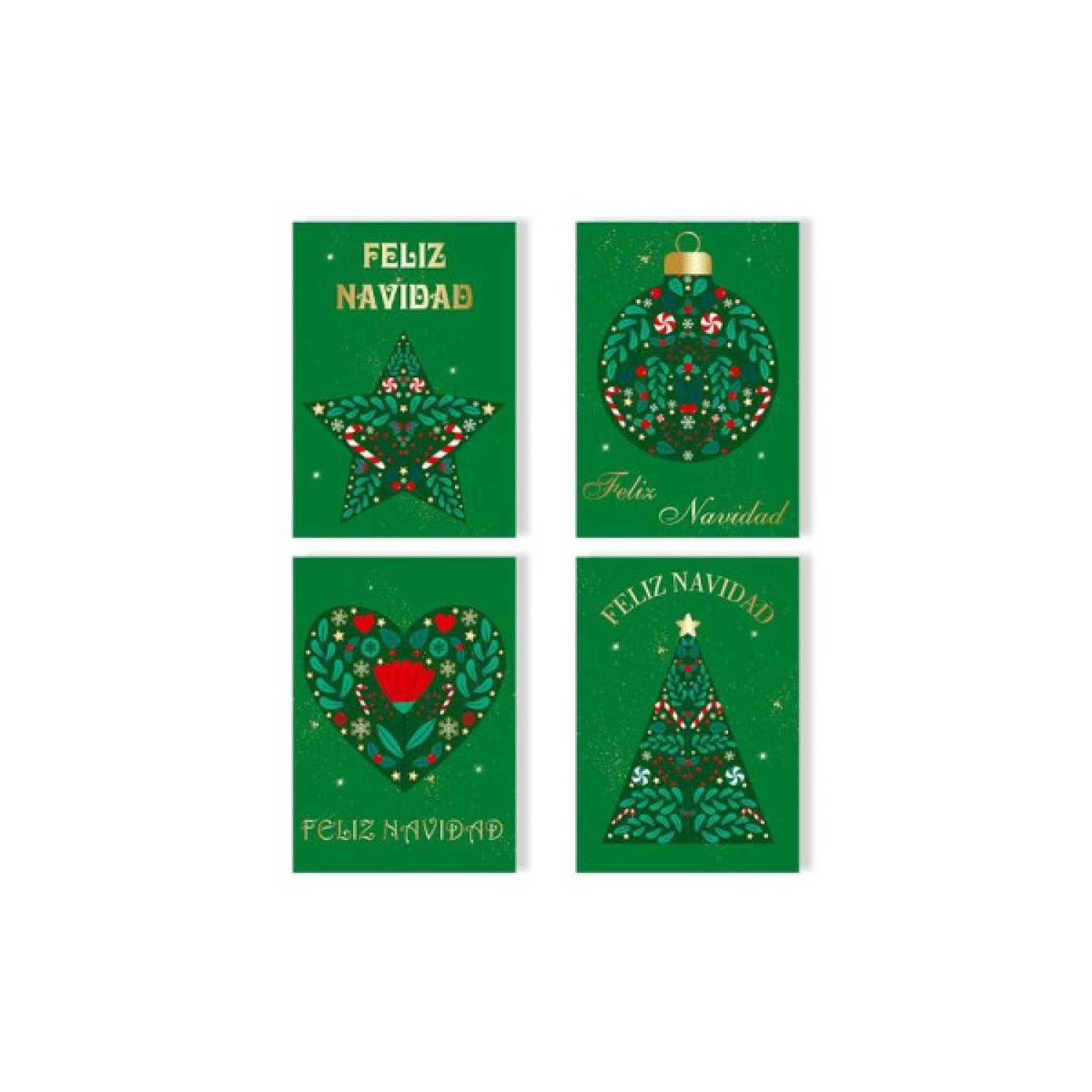 Bismark · Tarjeta Navidad Foil · Verde y Oro · 330895