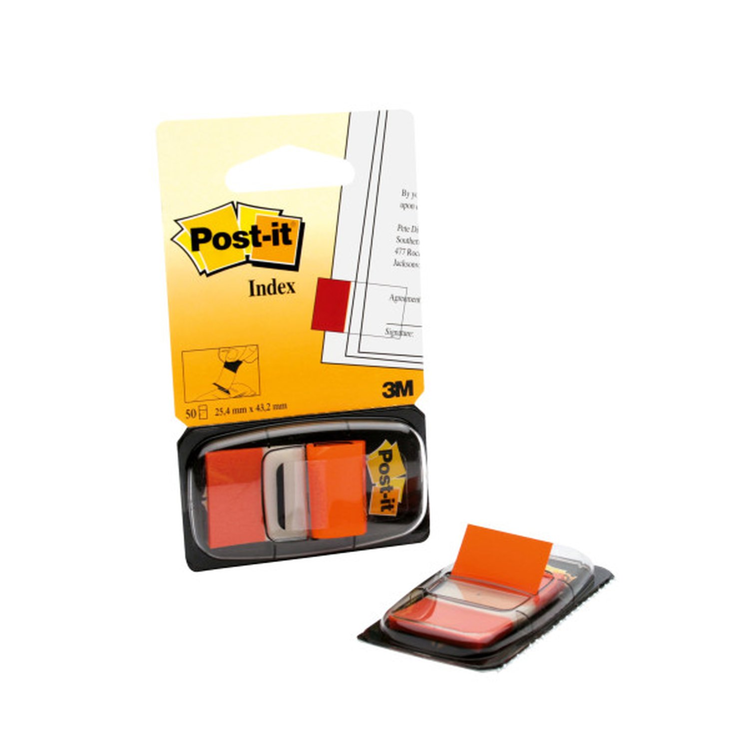 BLISTER DISPENSADOR 50 MARCADORES INDEX NARANJA 25,4X43,2MM 680-4 POST-IT 7000144932