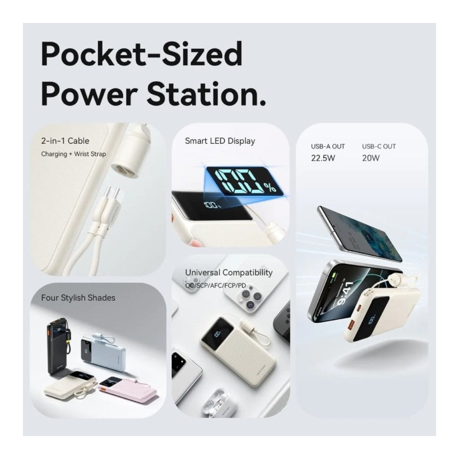 Powerbank 10000mAh Vention XGYL0-39-TY/ 22.5W/ Azul/ Incluye Cable USB Tipo-C
