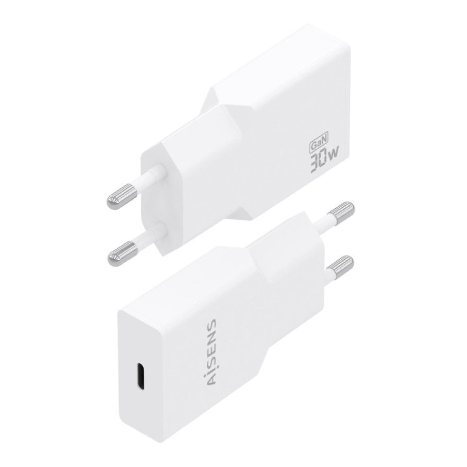 Cargador de Pared GaN Aisens A110-1001/ 1xUSB Tipo-C/ 30W/ Blanco