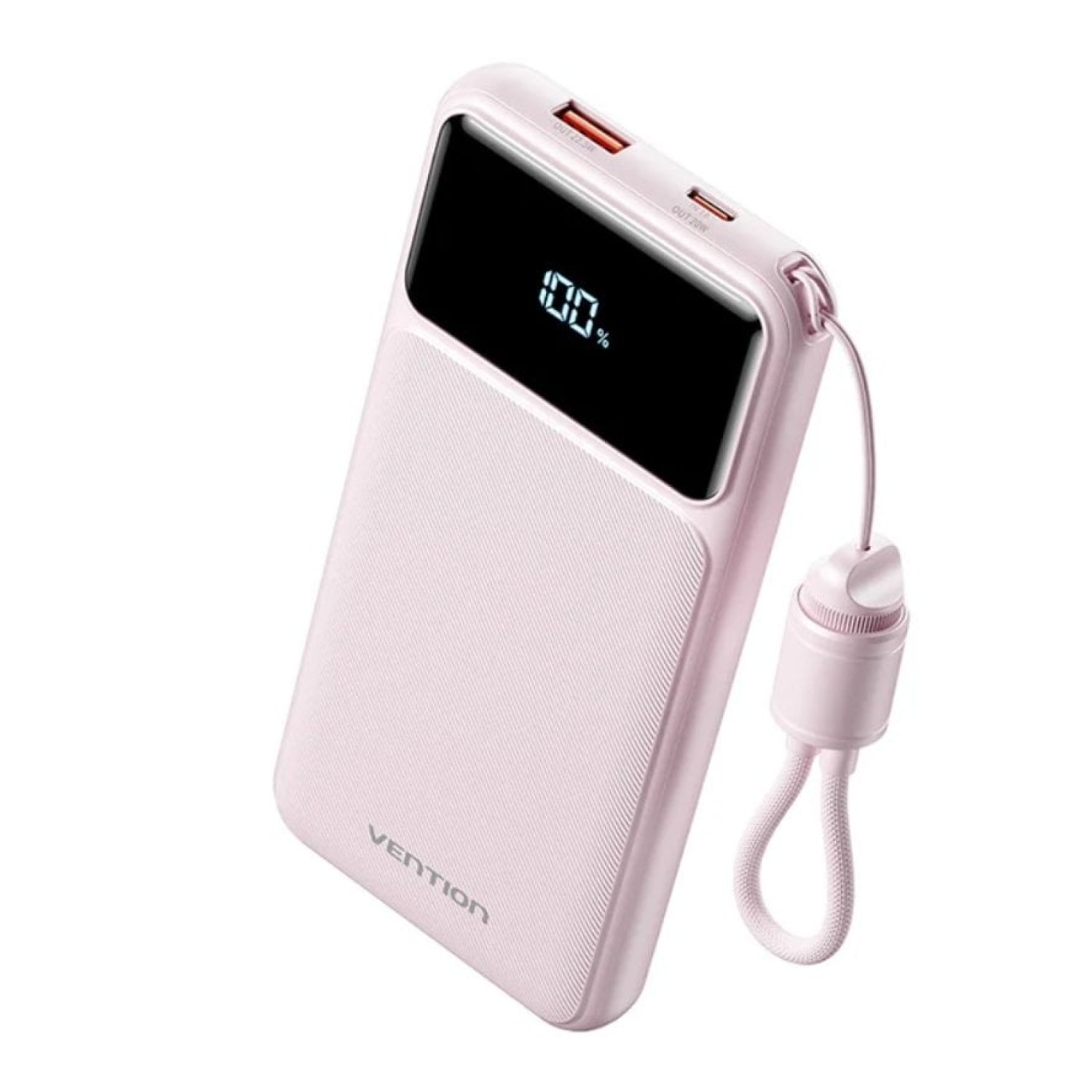 Powerbank 10000mAh Vention XGYP0-39-TY/ 22.5W/ Rosa/ Incluye Cable USB Tipo-C