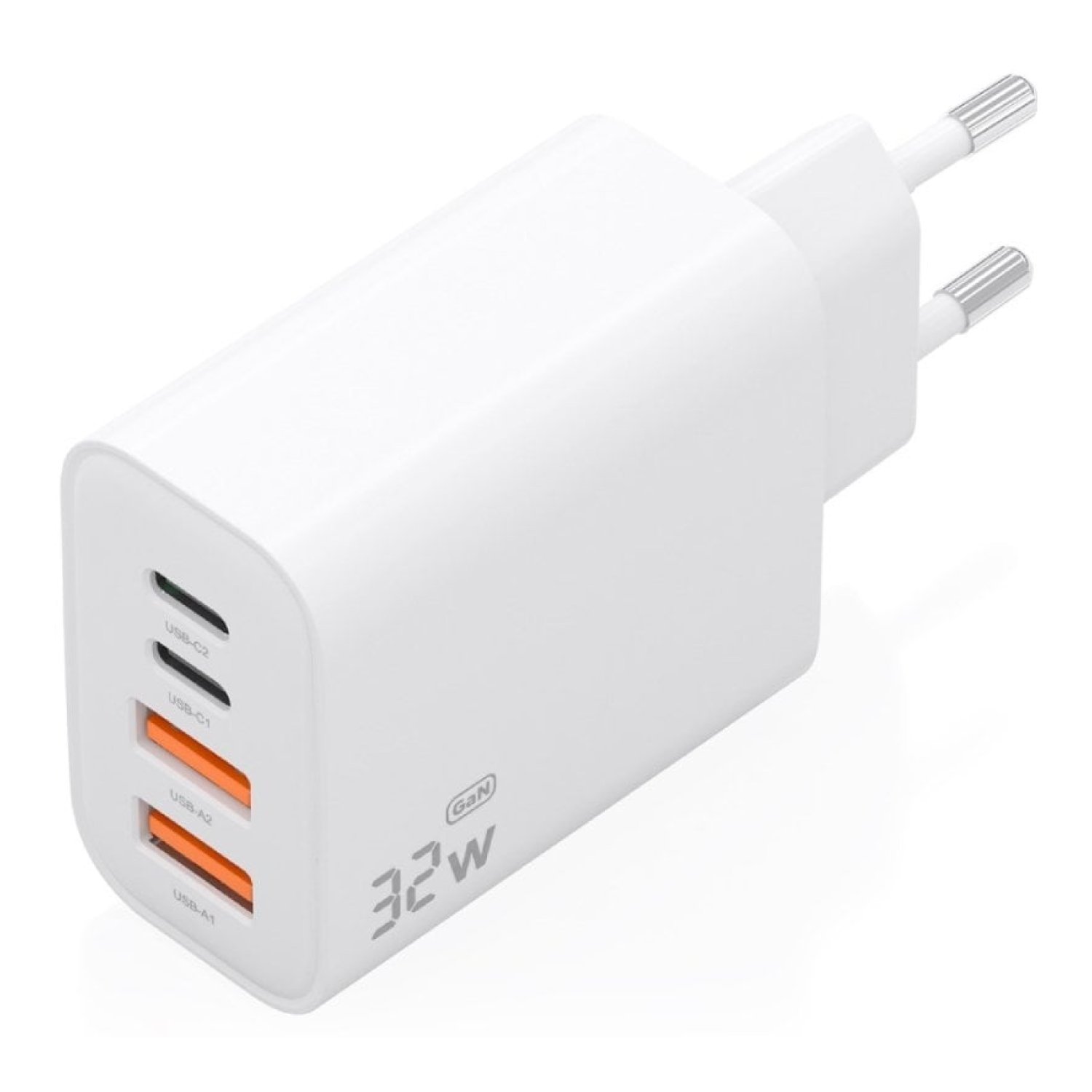 Cargador de Pared GaN Aisens A110-1027/ 2xUSB Tipo-C/ 2xUSB/ 32W/ Blanco