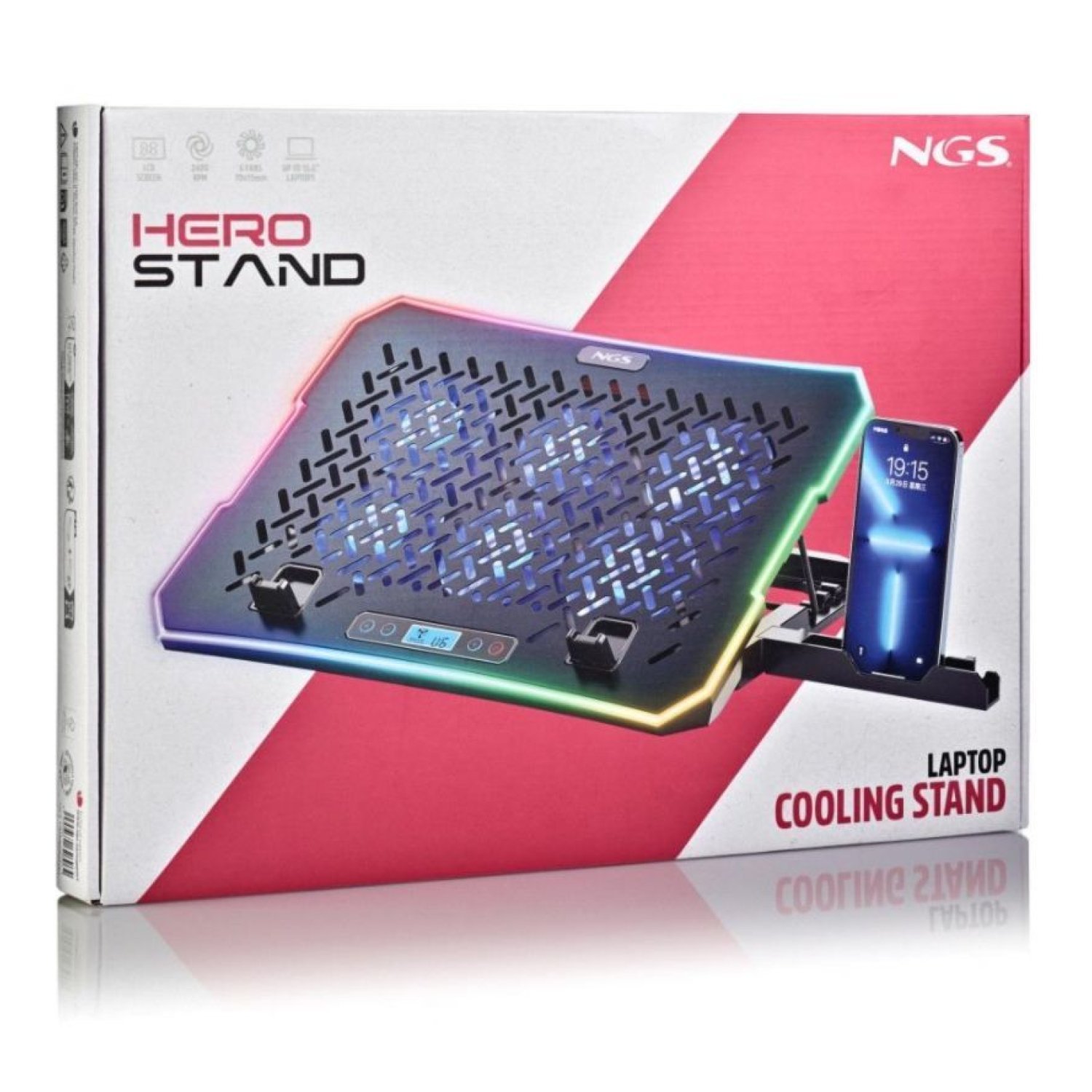 NGS Hero Stand · Soporte Refrigerante Portátiles · Hasta 15,6" · LED