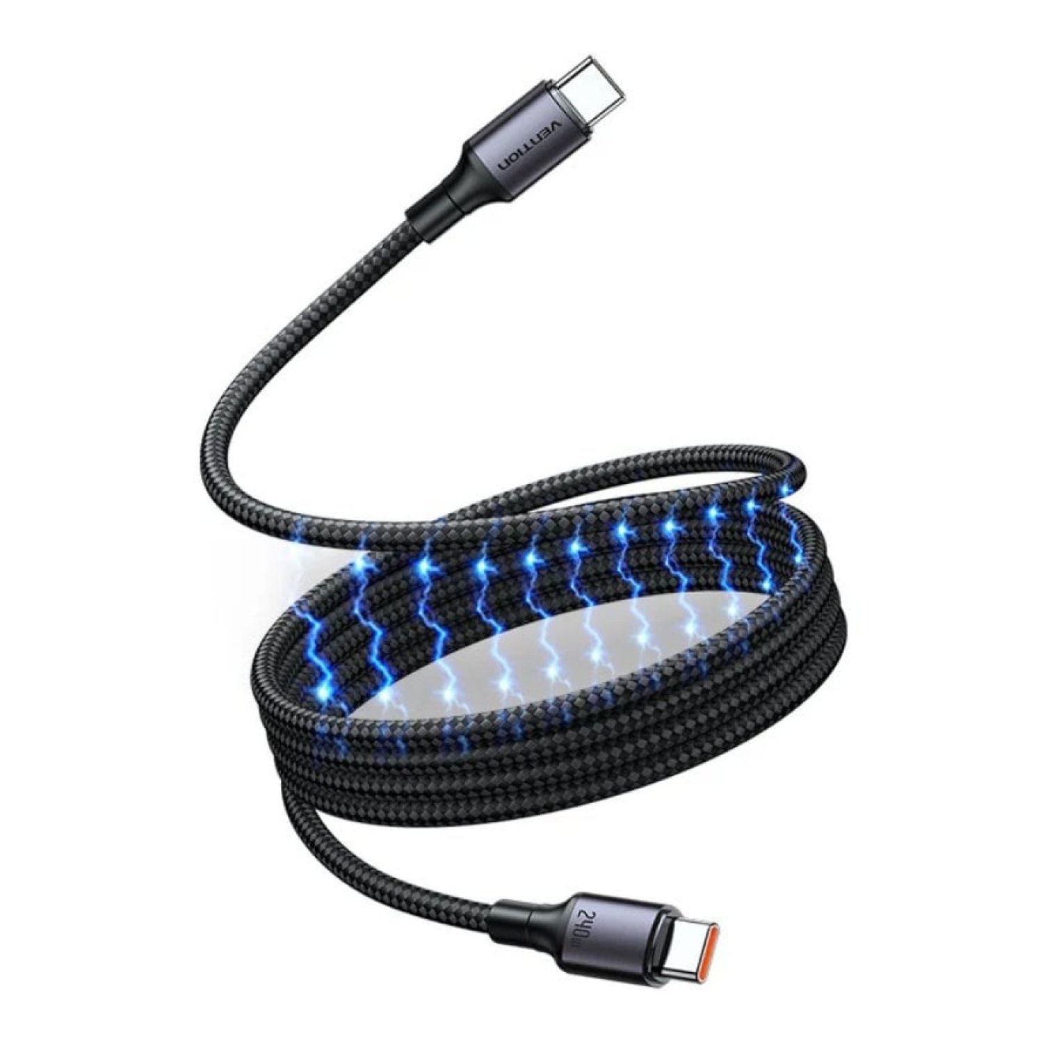 Cable Magnético USB 2.0 Tipo-C 5A Vention TSABF/ USB Tipo-C Macho - USB Tipo-C Macho/ Hasta 240W/ 480Mbps/ 1m/ Negro