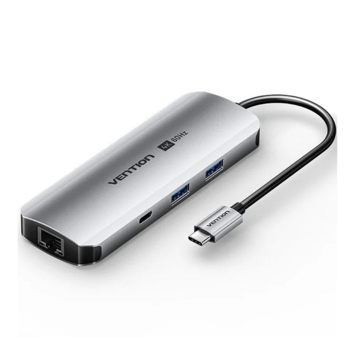 Docking USB Tipo-C Vention TQMHB/ 1xHDMI 4K/ 2xUSB/ 1xUSB Tipo-C/ 1xJack 3.5mm / 1xRJ45/ 1xUSB Tipo-C PD/ 1xLector Tarjetas/ Gris