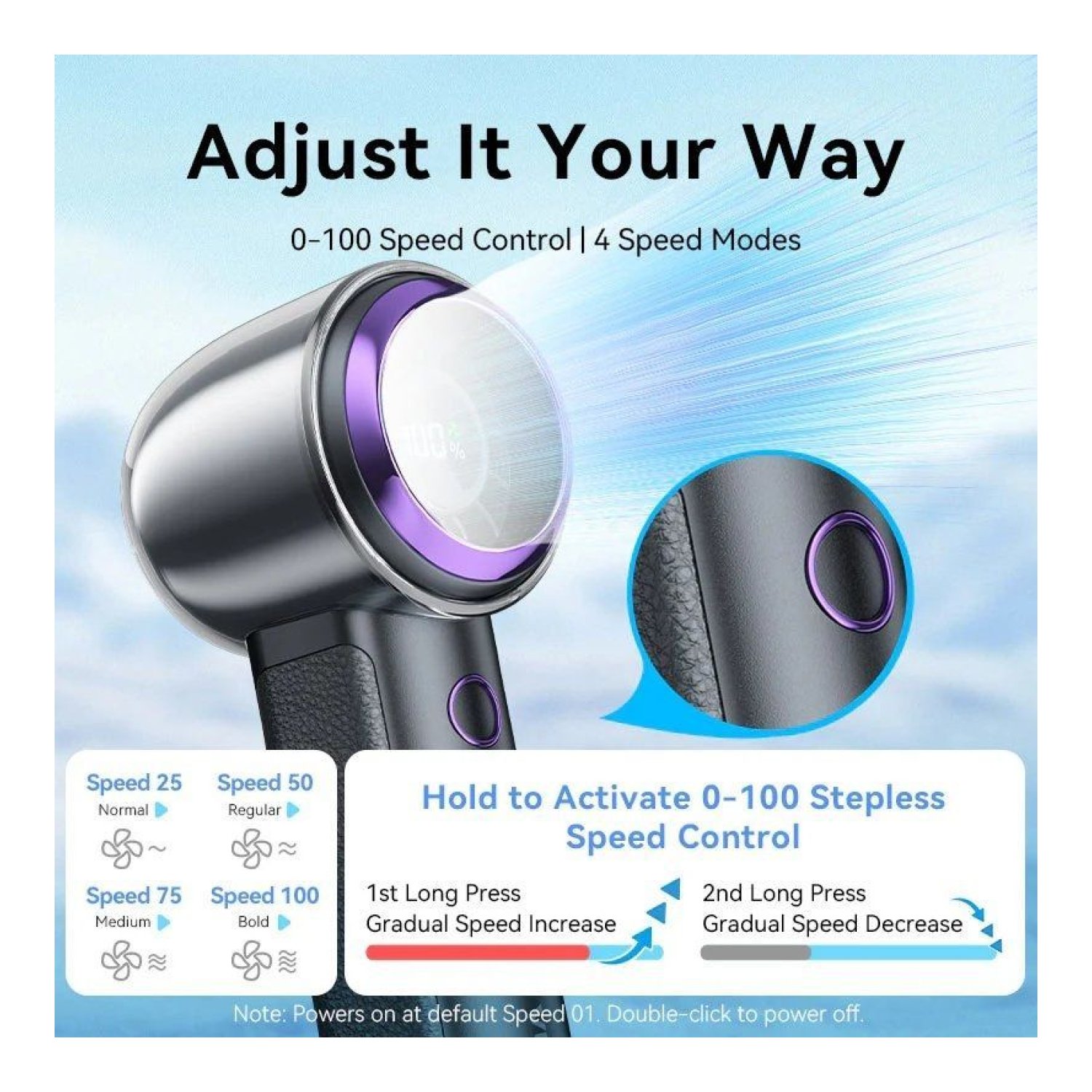 Ventilador de Mano Vention PBAN0/ 4 velocidades