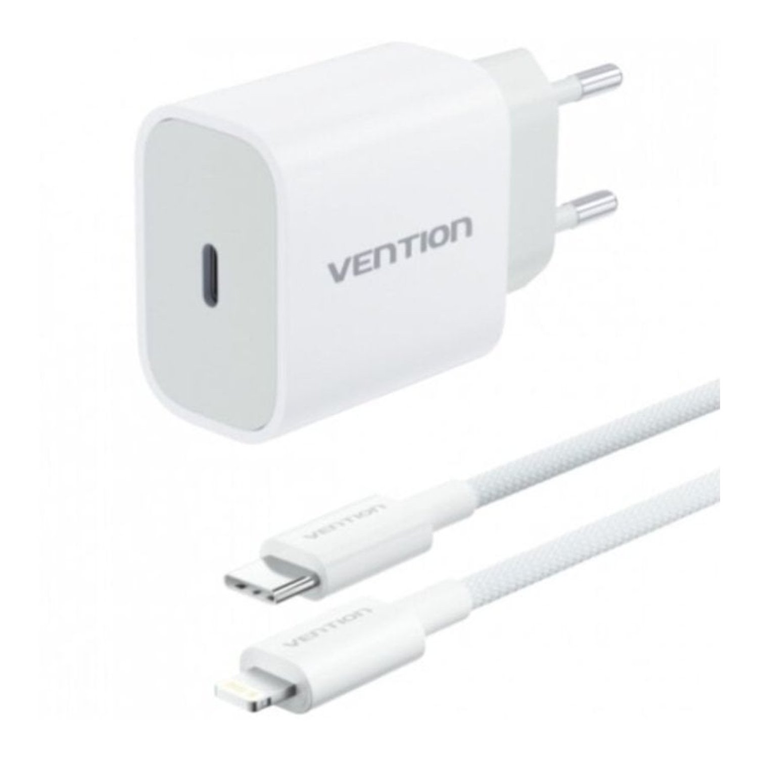 Cargador de Pared Vention G17W0-EU/ 1xUSB Tipo-C + Cable Lightning/ 20W