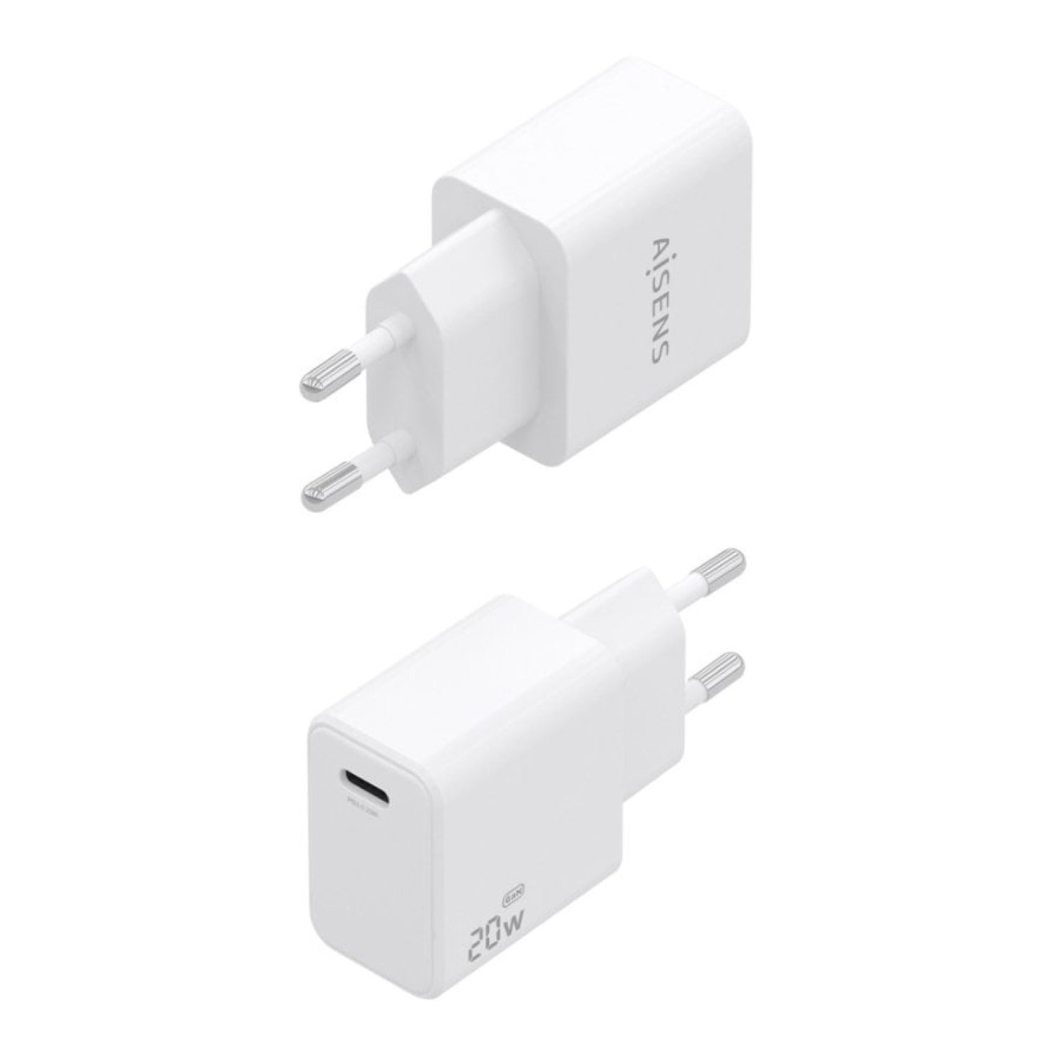 Cargador de Pared GaN Aisens A110-1023/ 1xUSB Tipo-C/ 20W/ Blanco
