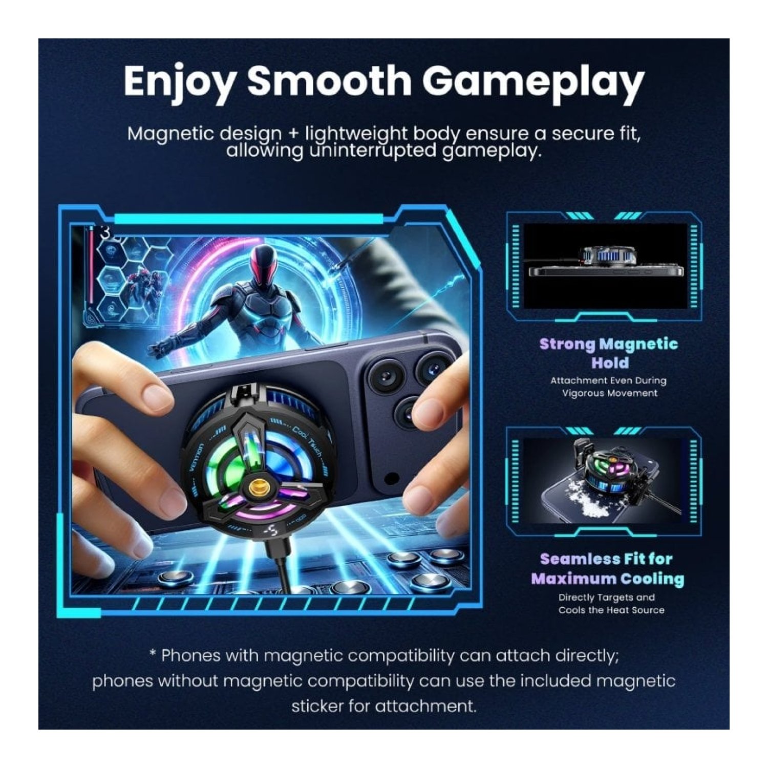 Enfriador Magnetico para Smarphone Vention KQWB0/ Negro