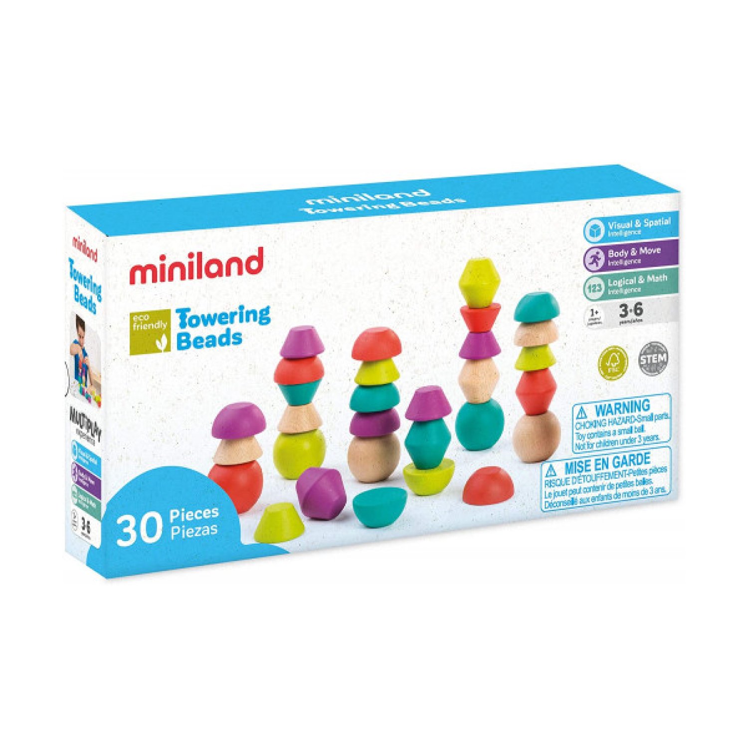 Miniland Towering Beads · Juego de Construcción y Creatividad
