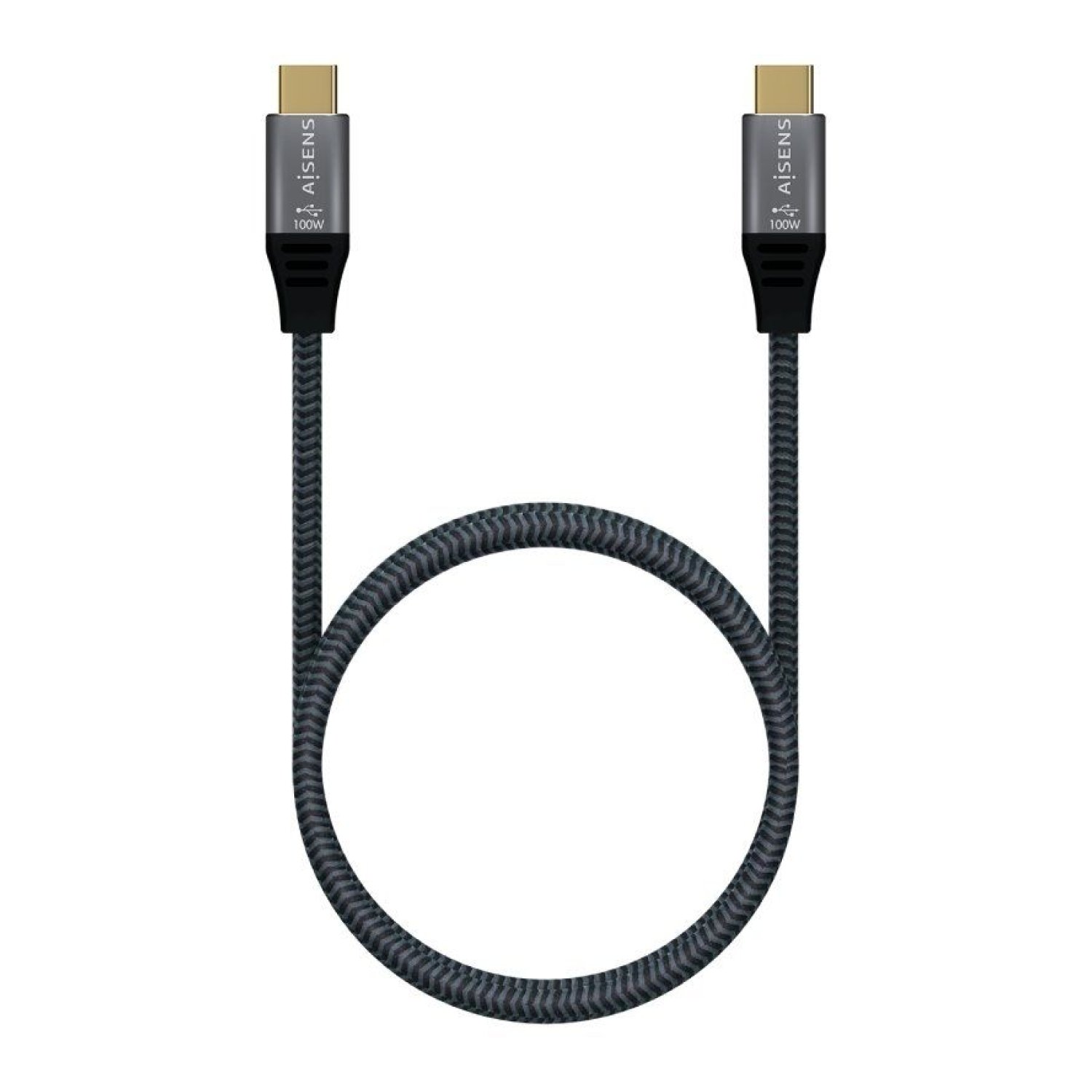 Aisens Cable USB-C · USB-C Macho a Macho · 100W · 480Mbps · 1m · Gris