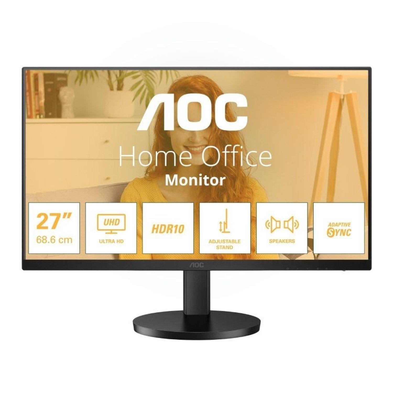 AOC U27B3AF · Monitor Profesional 27" 4K · Regulable en altura · Negro