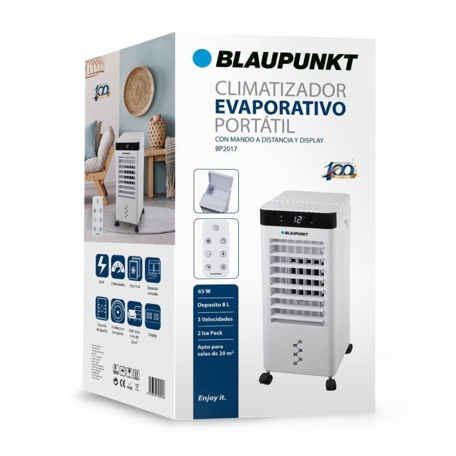 Climatizador Evaporativo Blaupunkt BP2017/ 65W/ Deposito 8L