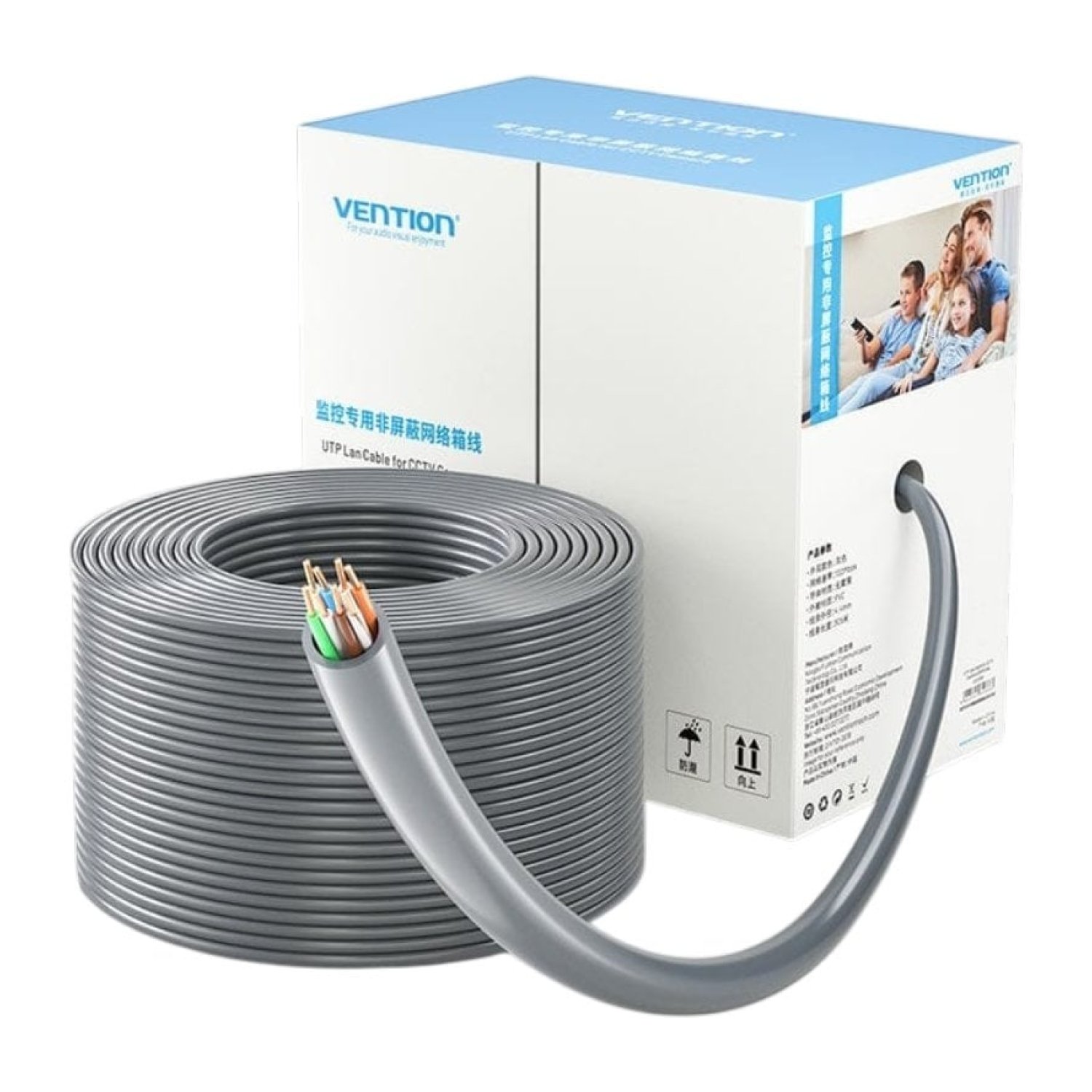 Bobina de Cable RJ45 UTP Vention IJCH305 Outdoor Patch Cat.5e/ 305m/ Gris