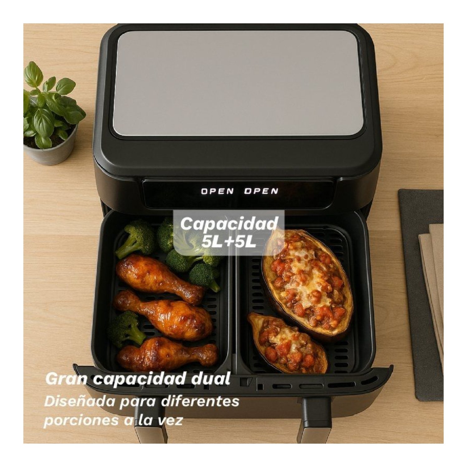 Grunkel Dualflexifryer · Freidora de Aire · 10L · 2800W · Sin Aceite