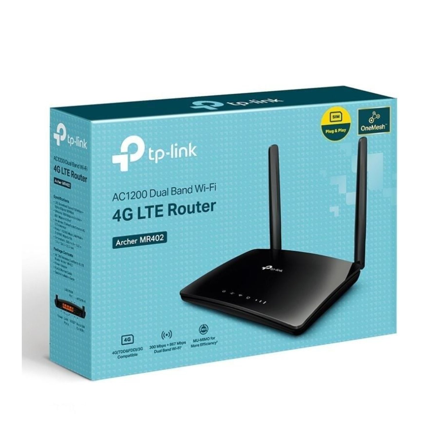 Router Inalámbrico 4G TP-Link Archer MR402 1200Mbps/ 2.4GHz 5GHz/ 2 Antenas/ WiFi 802.11ac/n/a/b/g/n