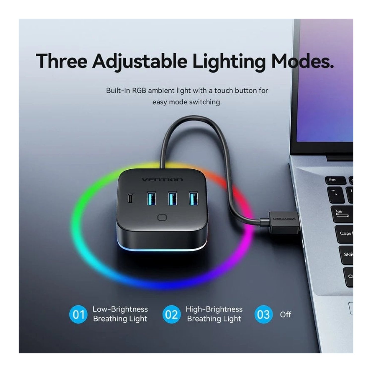 Hub USB 3.0 Vention CHZBC/ 3xUSB/ 1xUSB Tipo-C/ 1xUSB Tipo-C PD
