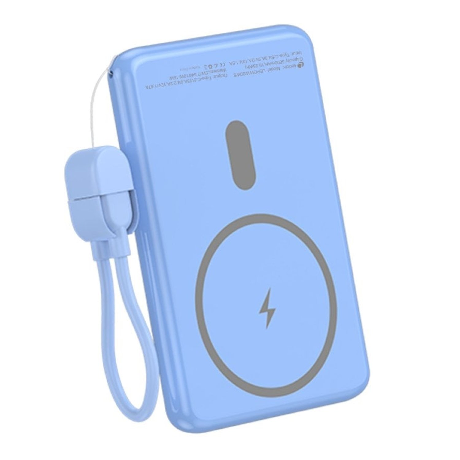 Powerbank 5000mAh Leotec LEPOWW20W5B/ 20W/ Wireless/ Azul/ Incluye Cable USB Tipo-C