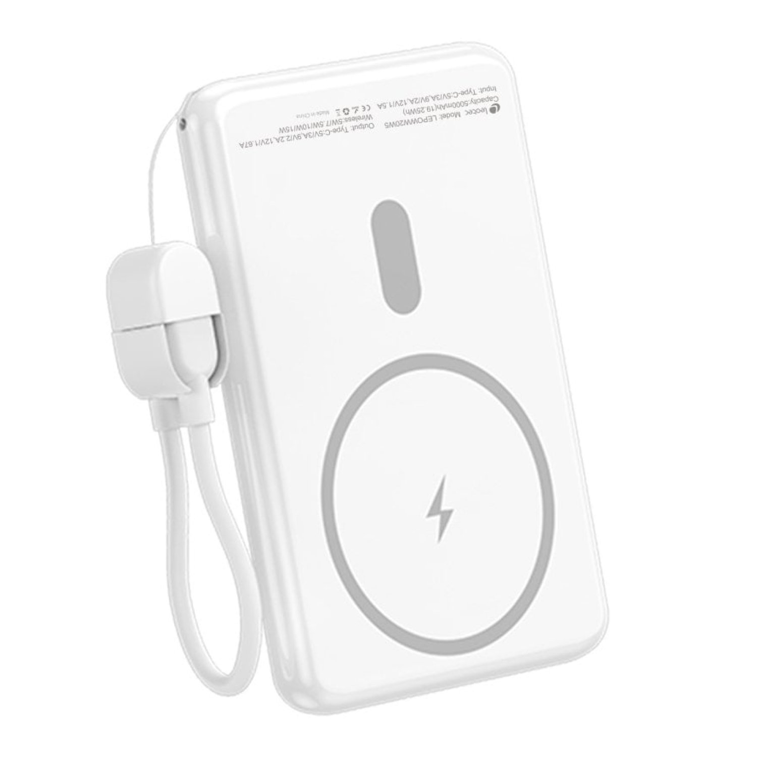 Powerbank 5000mAh Leotec LEPOWW20W5W/ 20W/ Wireless/ Blanca/ Incluye Cable USB Tipo-C