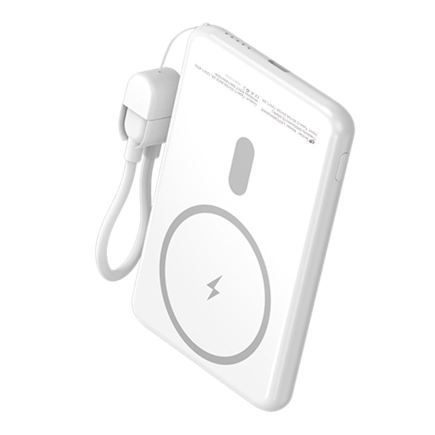 Powerbank 5000mAh Leotec LEPOWW20W5W/ 20W/ Wireless/ Blanca/ Incluye Cable USB Tipo-C