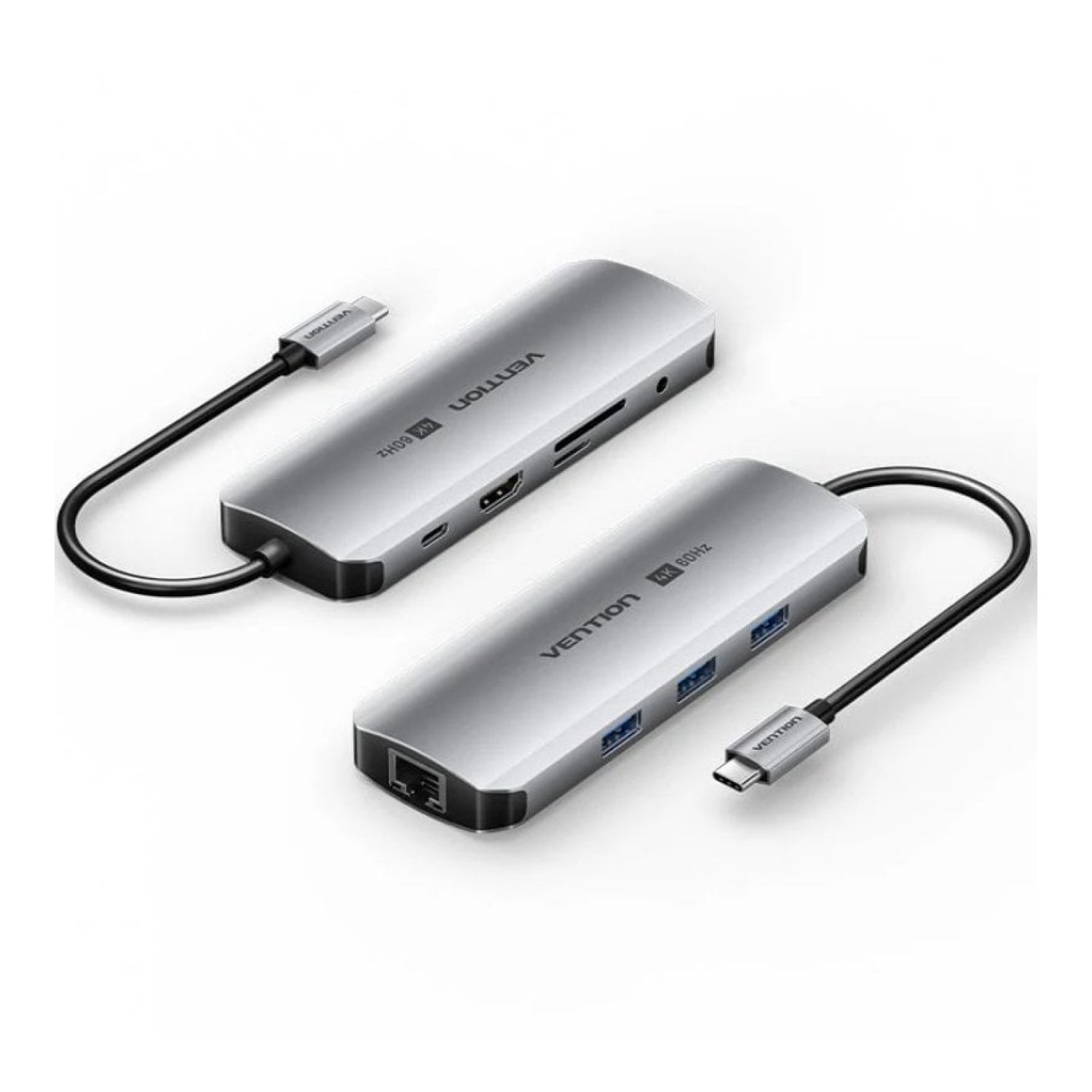 Docking USB Tipo-C Vention TQLHB/ 1xHDMI 4K/ 3xUSB/ 1xUSB Tipo-C PD/ 1xRJ45/ 1xJack 3.5mm/ 1xLector de Tarjetas/ Gris