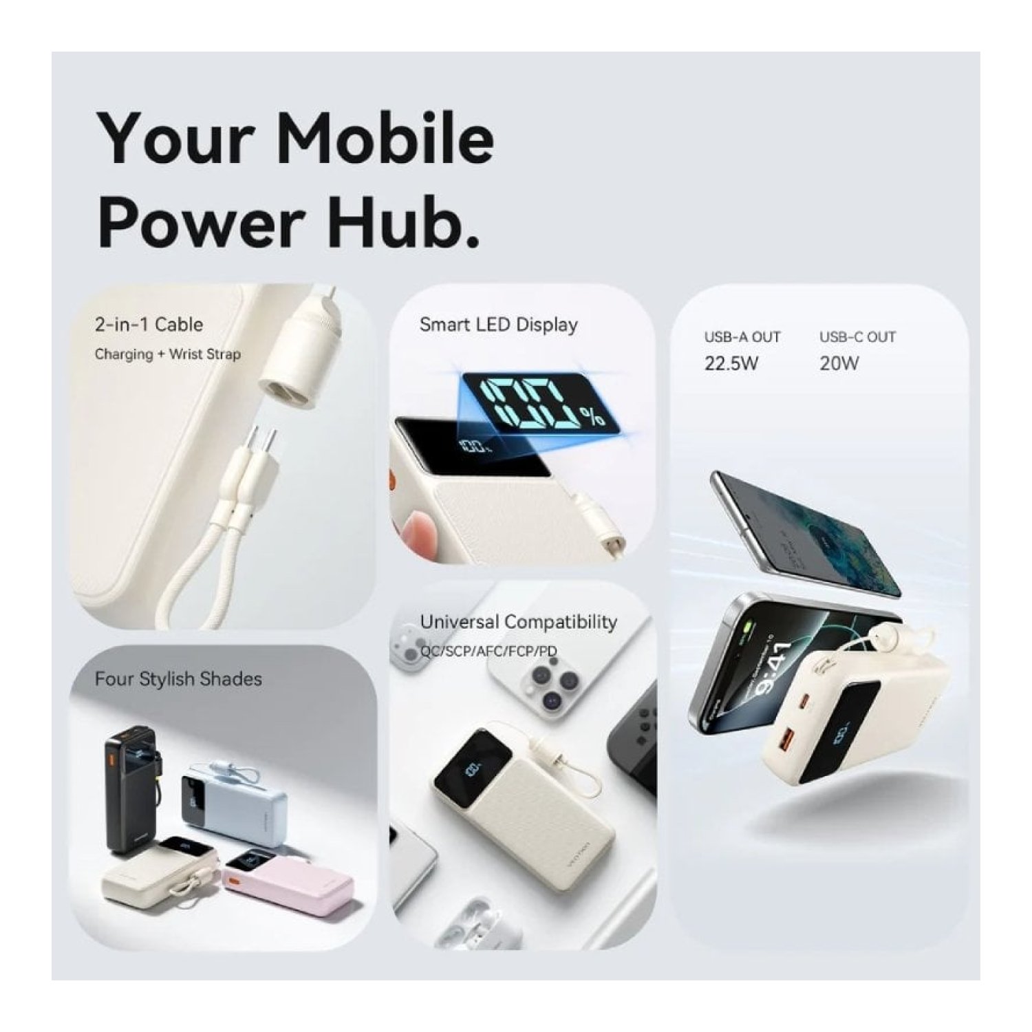 Powerbank 20000mAh Vention XGYP0-40-TY/ 22.5W/ Rosa/ Incluye Cable USB Tipo-C