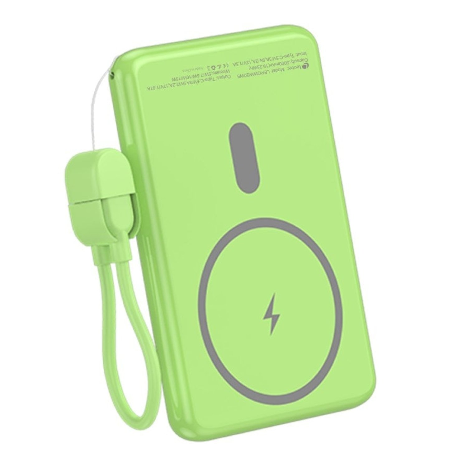 Powerbank 5000mAh Leotec LEPOWW20W5G/ 20W/ Wireless/ Verde/ Incluye Cable USB Tipo-C