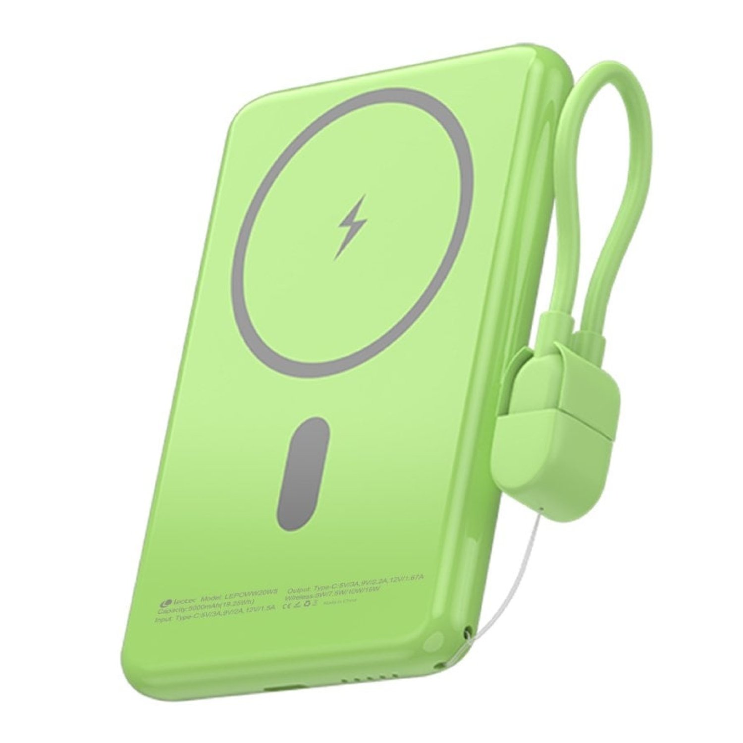 Powerbank 5000mAh Leotec LEPOWW20W5G/ 20W/ Wireless/ Verde/ Incluye Cable USB Tipo-C