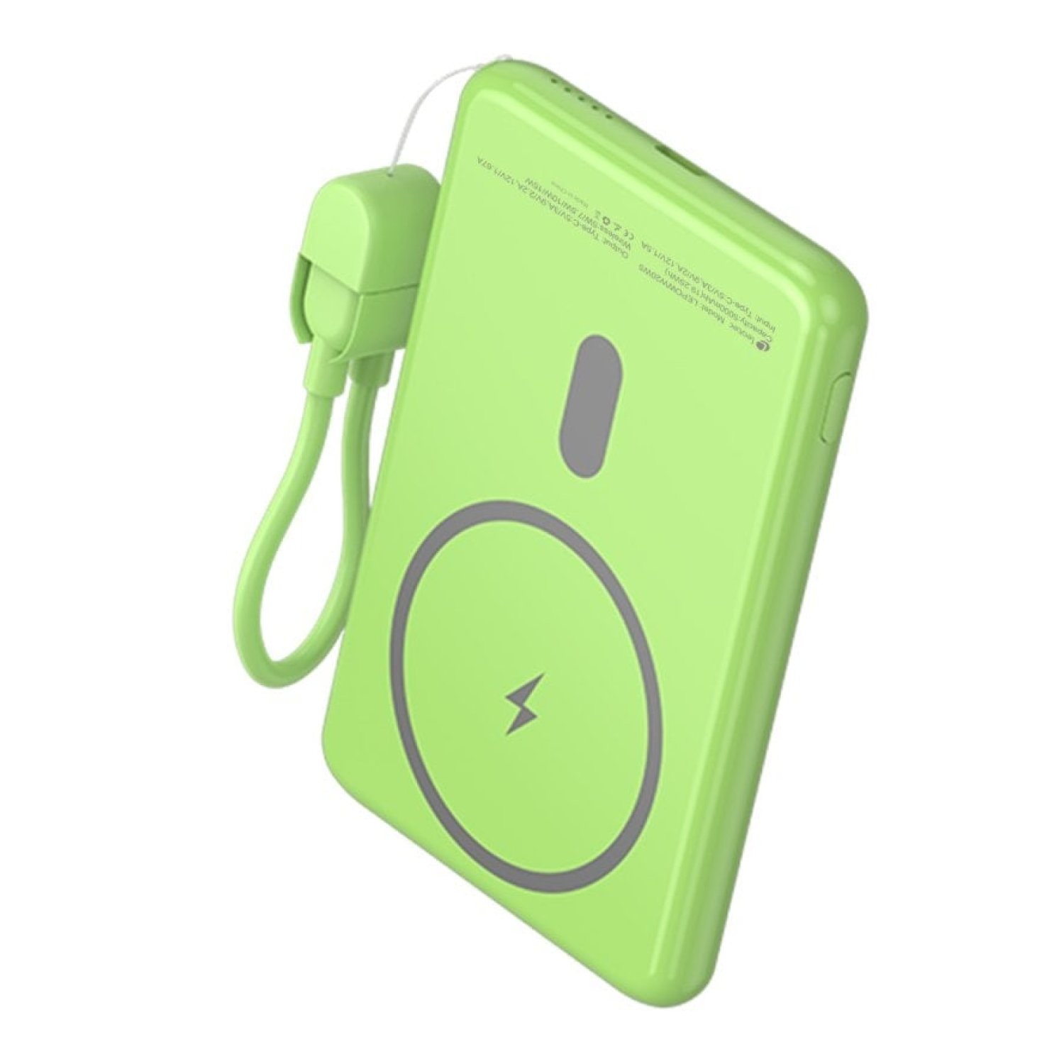 Powerbank 5000mAh Leotec LEPOWW20W5G/ 20W/ Wireless/ Verde/ Incluye Cable USB Tipo-C