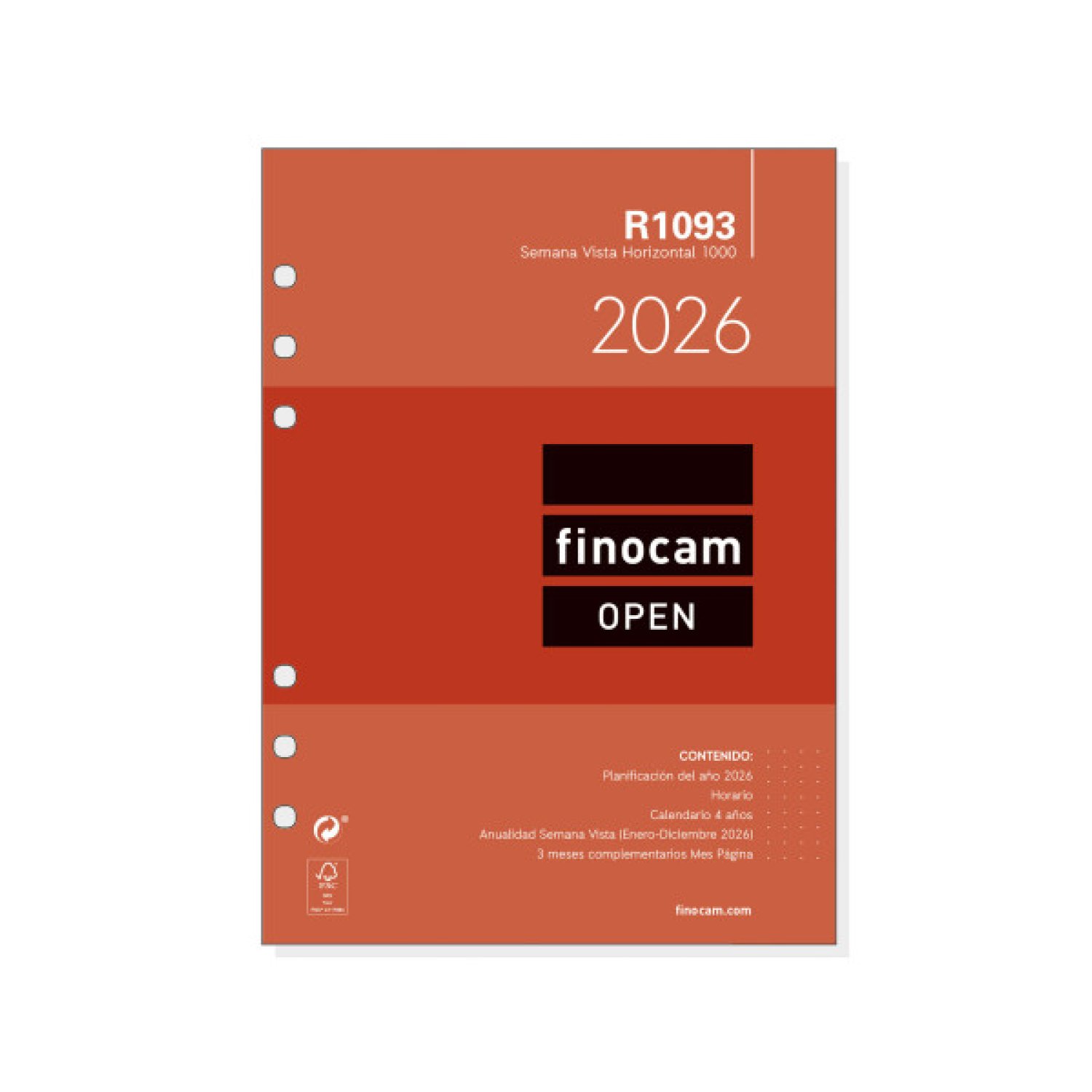 Finocam Calendario Mural 2026 · A3 · Escribible · 297x420mm · Diseño Neutro