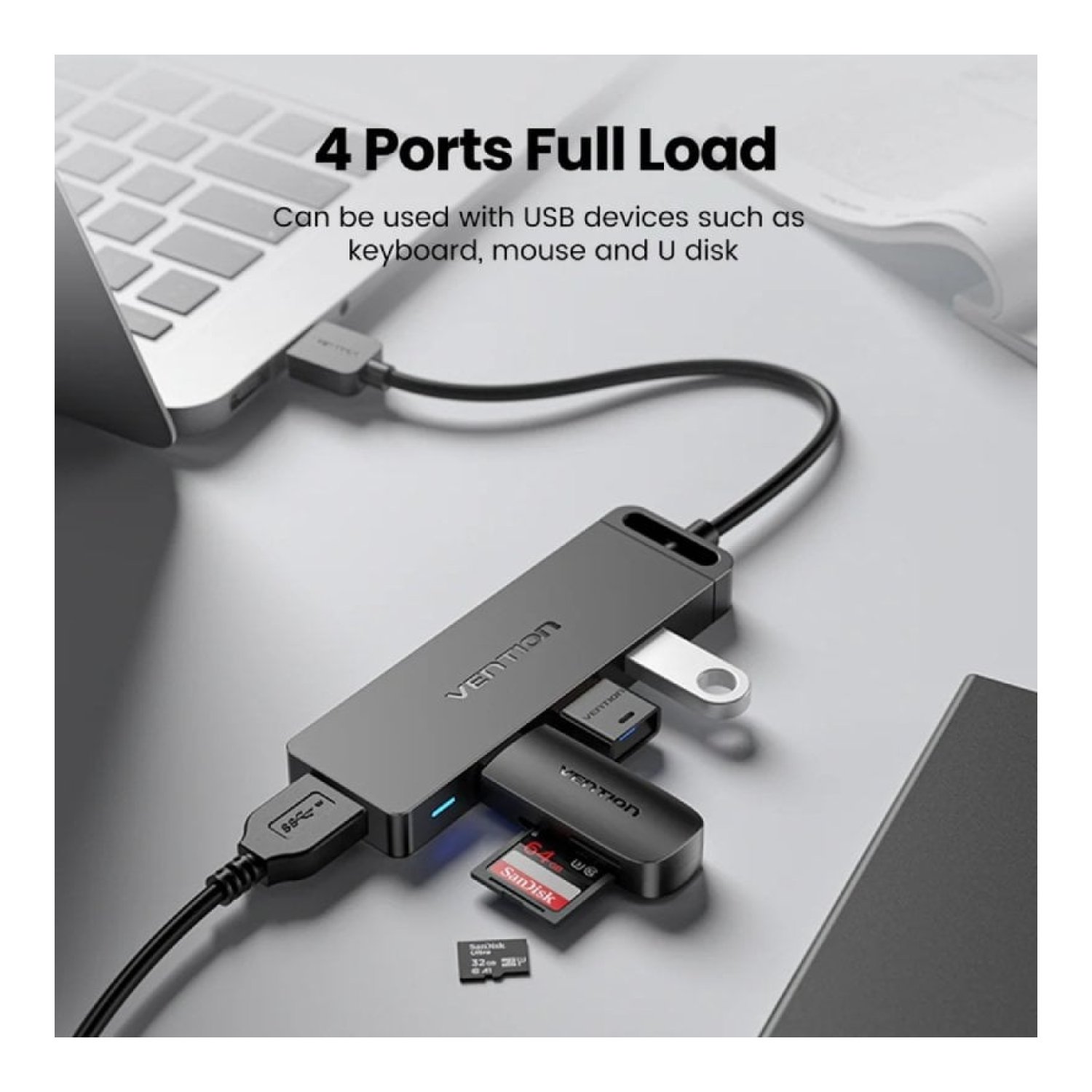 Hub USB 3.0 Vention CHLBF-SCB2/ 4xUSB/ 1xUSB Tipo-C PD