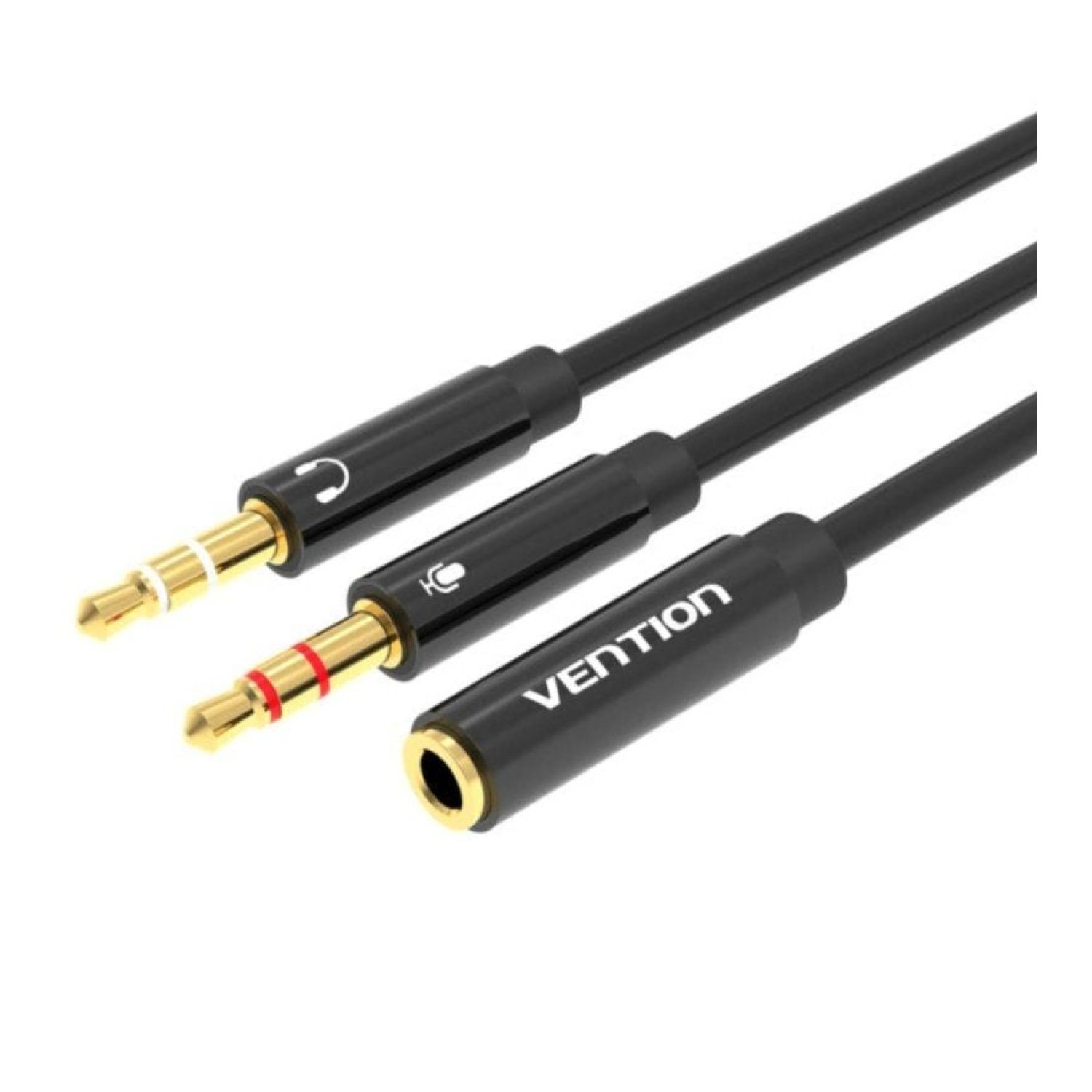 Vention · Cable Estéreo Jack 3.5 · 30cm · 2x Macho a Hembra · Negro
