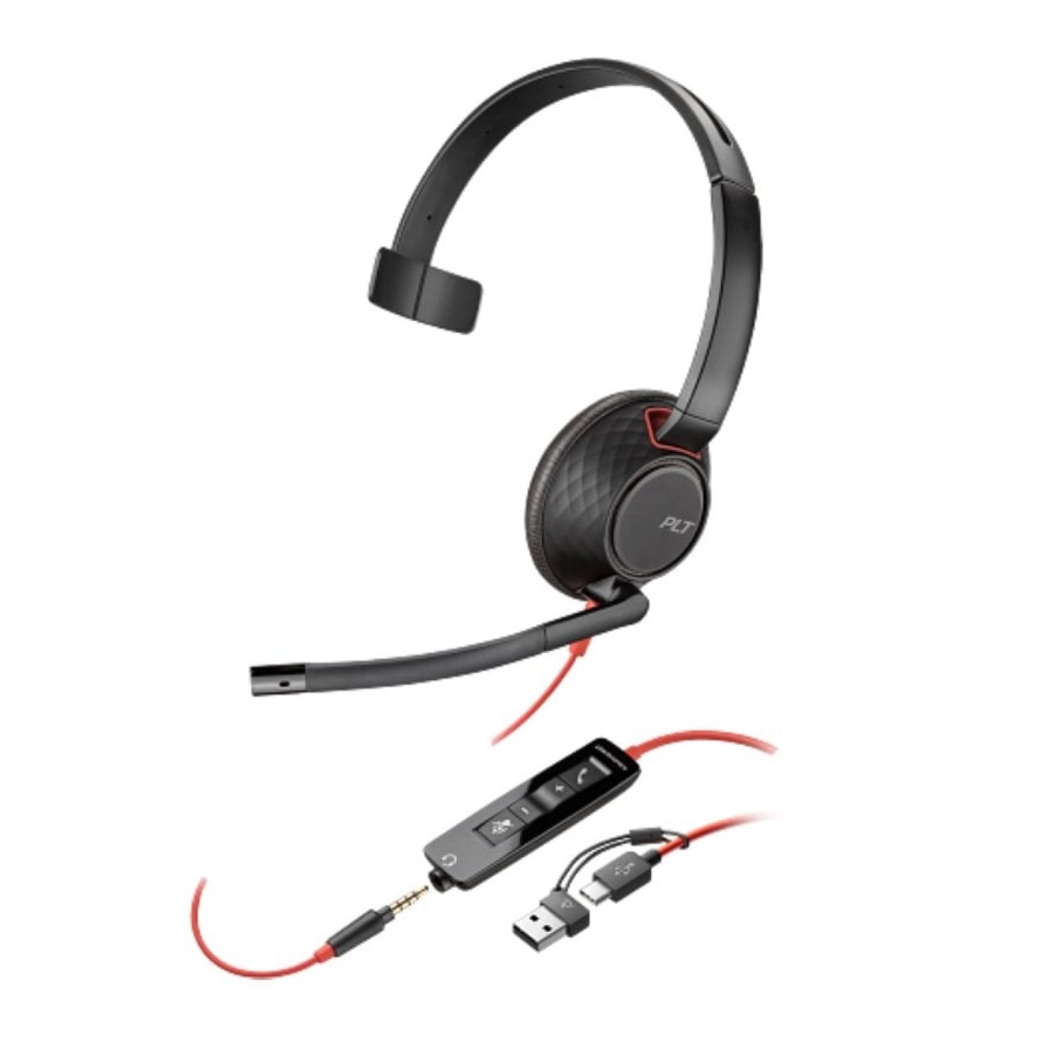 Poly Blackwire 5210 · Auriculares con Micrófono · USB-C/A · Jack 3.5mm · Negro