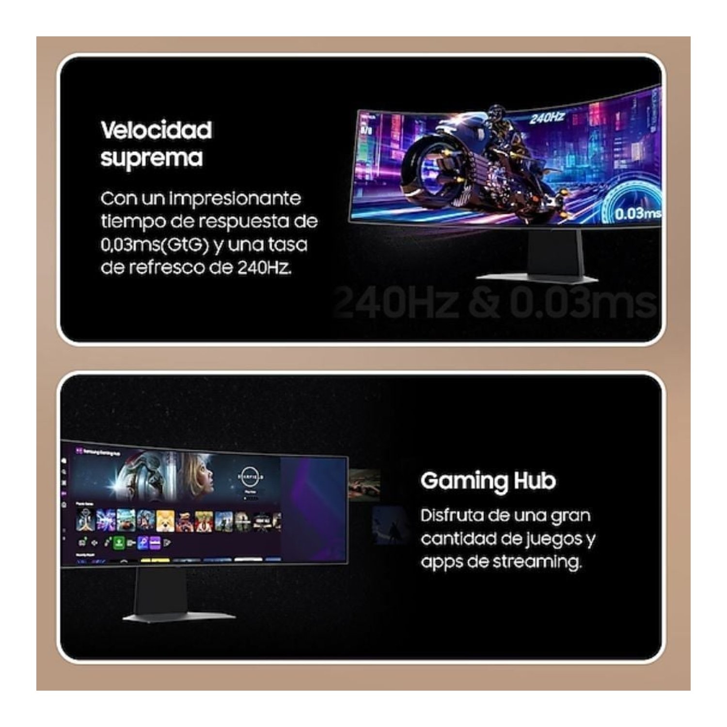 Samsung Odyssey OLED G9 · 49" Ultrapanorámico Curvo · Dual QHD · 240Hz · 0,03ms · Regulable altura
