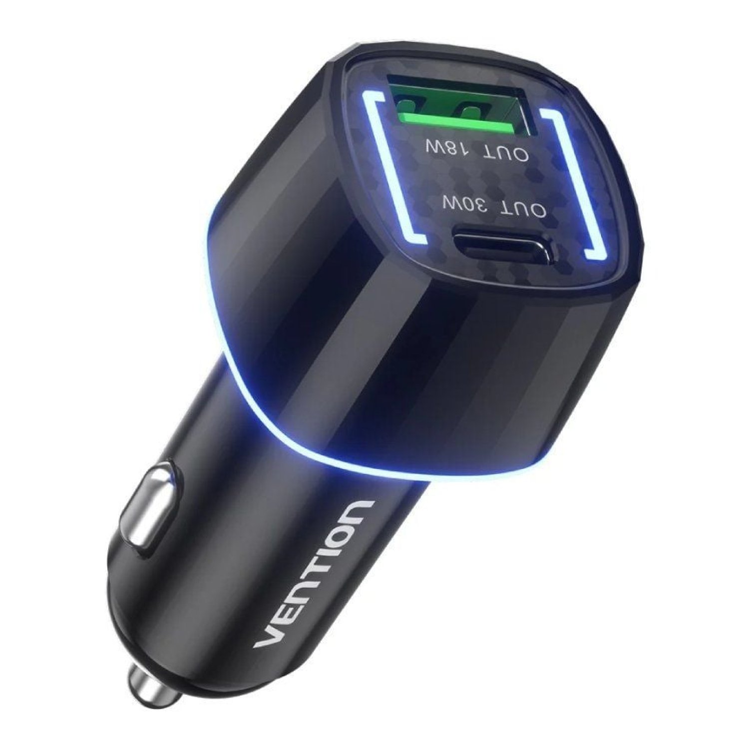 Vention Cargador de Coche · 48W · 1x USB-C · 1x USB