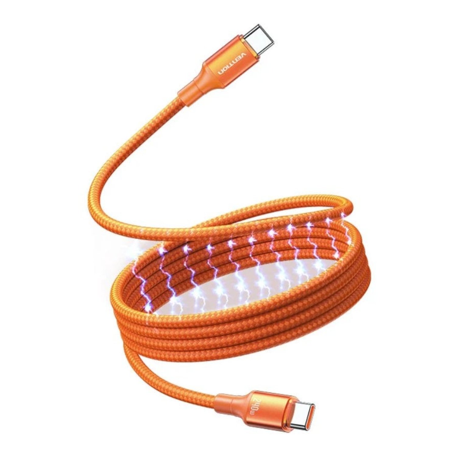 Cable Magnético USB 2.0 Tipo-C 5A Vention TSAOG/ USB Tipo-C Macho - USB Tipo-C Macho/ Hasta 240W/ 480Mbps/ 1.5m/ Naranja