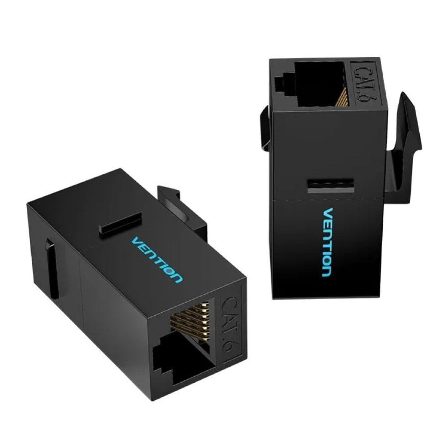 Vention · Adaptador RJ45 Hembra-Hembra · Cat6 UTP · Pack 5 uds · Negro