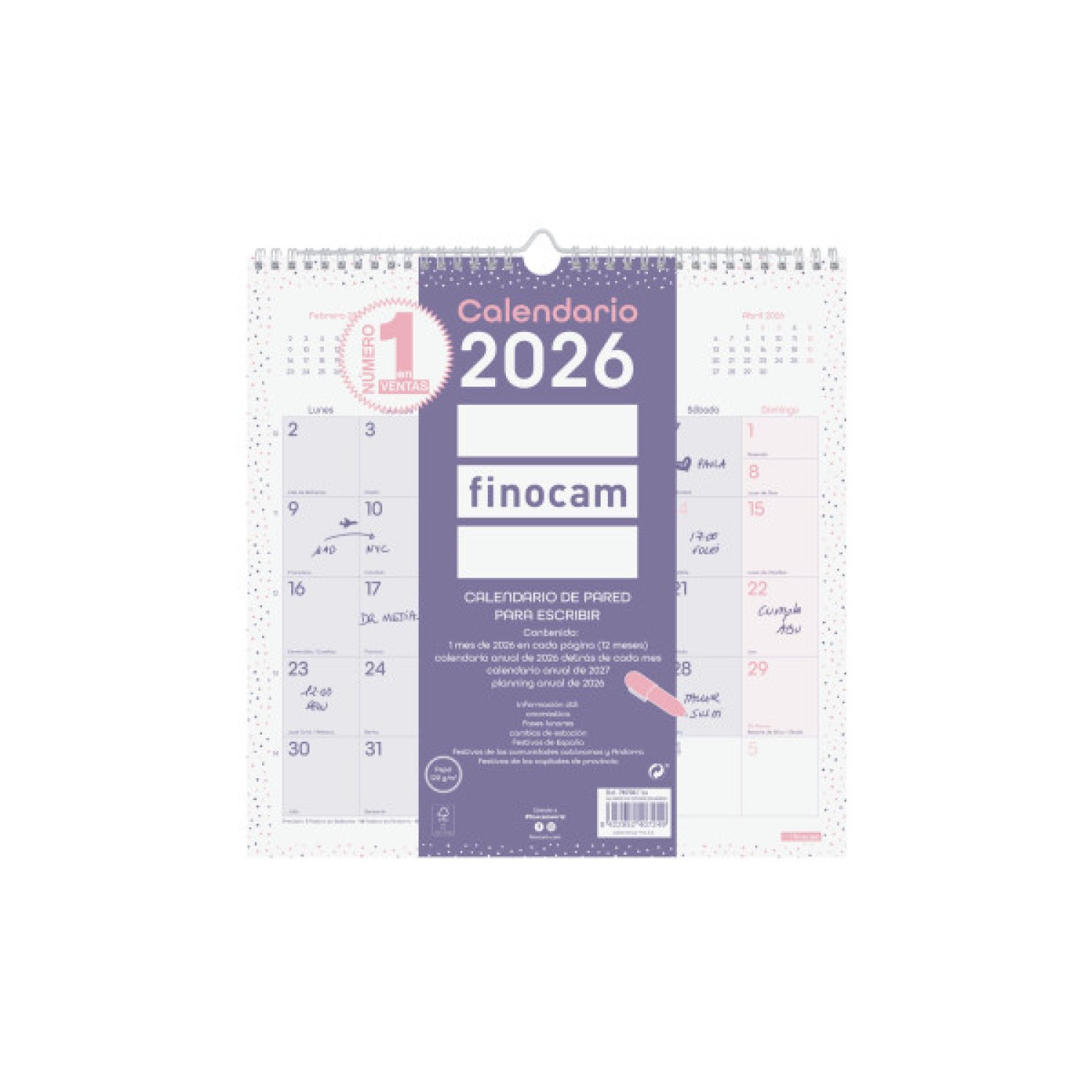 Finocam · Calendario Pared 2026 · 30x30cm · Trendy Chic · Morado
