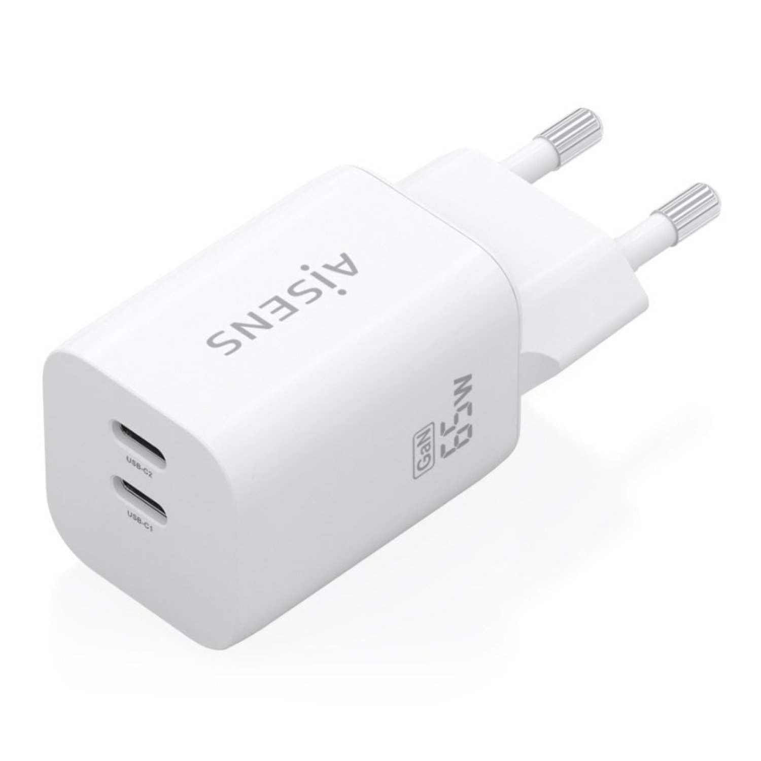 Cargador de Pared GaN Aisens A110-1029/ 2xUSB Tipo-C/ 65W/ Blanco