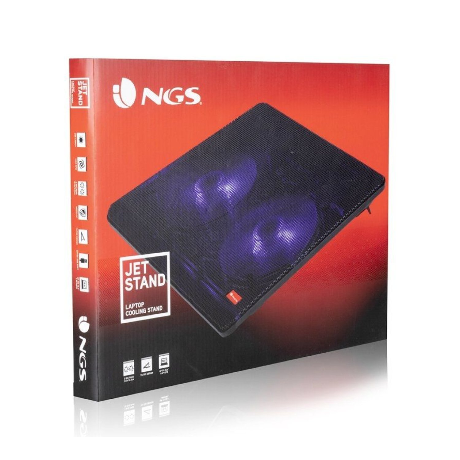 Soporte Refrigerante NGS Cooler Jetstand para Portátiles hasta 15.6"/ Iluminación LED