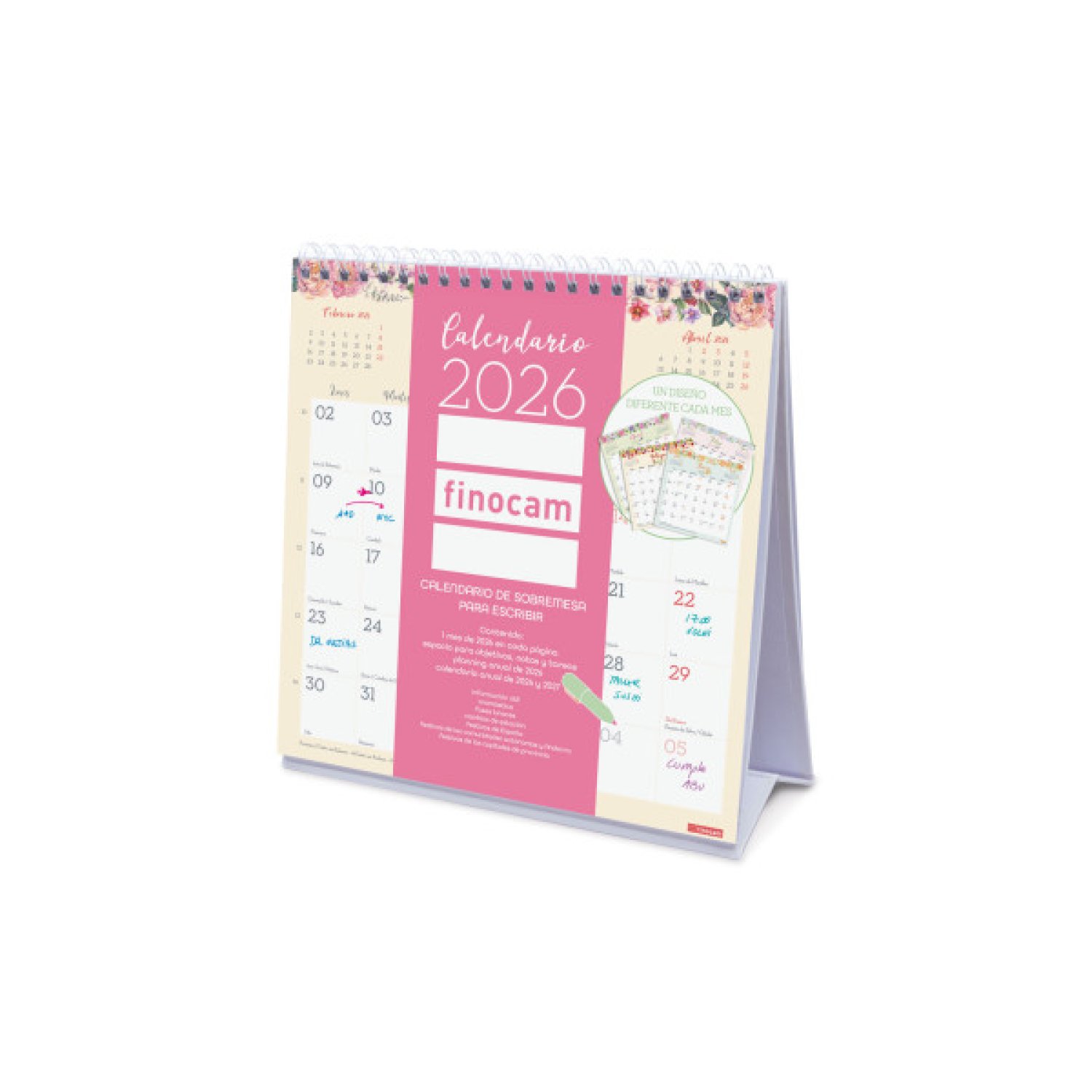 Finocam · Calendario Sobremesa 2026 · Trendy Design · 190x190mm · Escribible