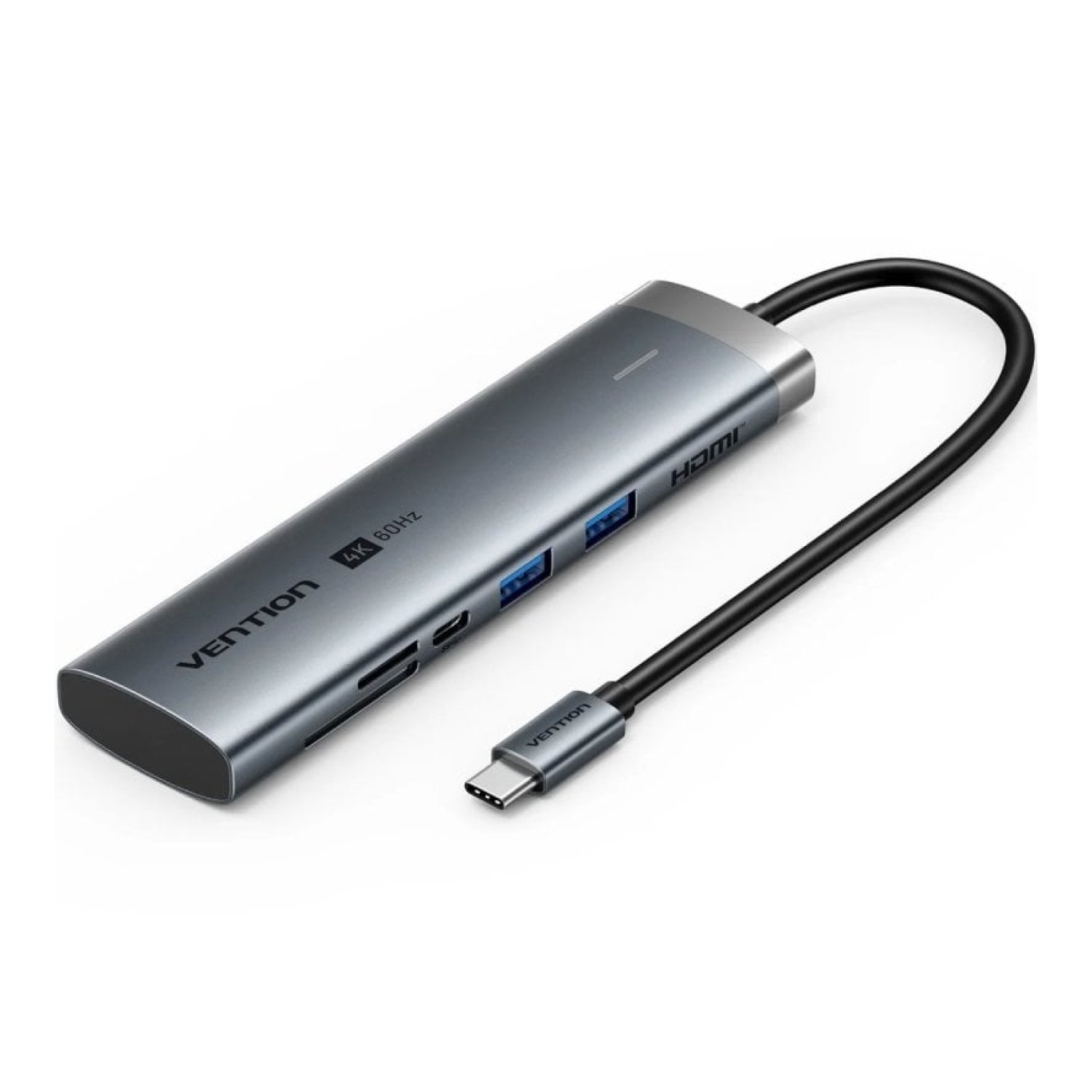 Docking USB Tipo-C Vention TPSHB/ 1xHDMI 4K/ 2xUSB/ 2xUSB Tipo-C/ 1xRJ45/ 1xUSB Tipo-C PD/ 1xLector Tarjetas/ Gris