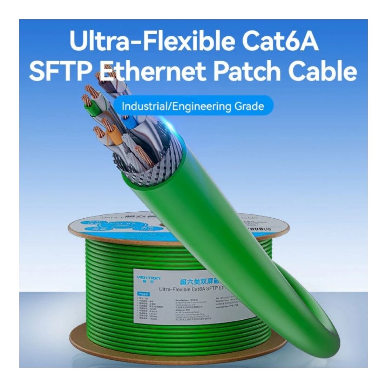 Bobina de Cable RJ45 UTP Vention IHTG305 Cat.6A/ 305m/ Verde