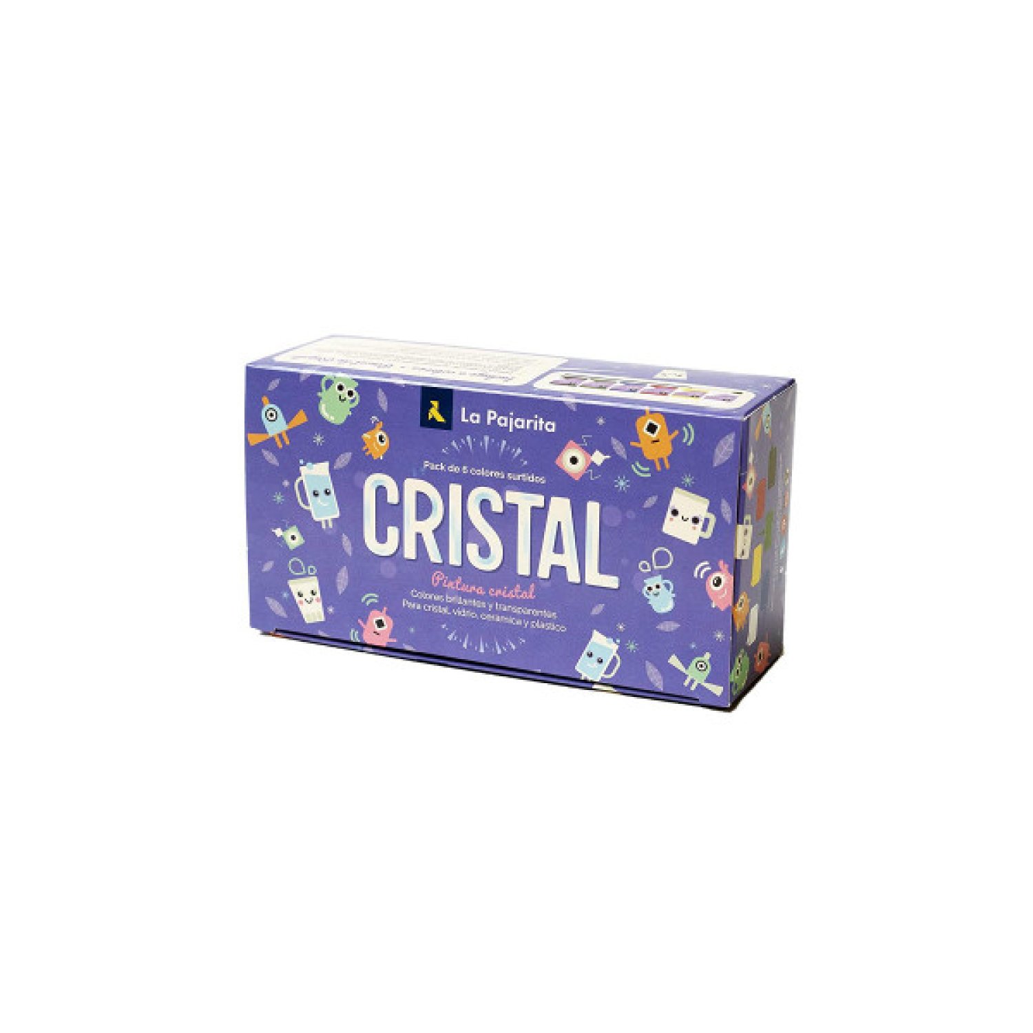 La Pajarita · Kit Pintura Cristal · 6 Colores + Pincel Incluido