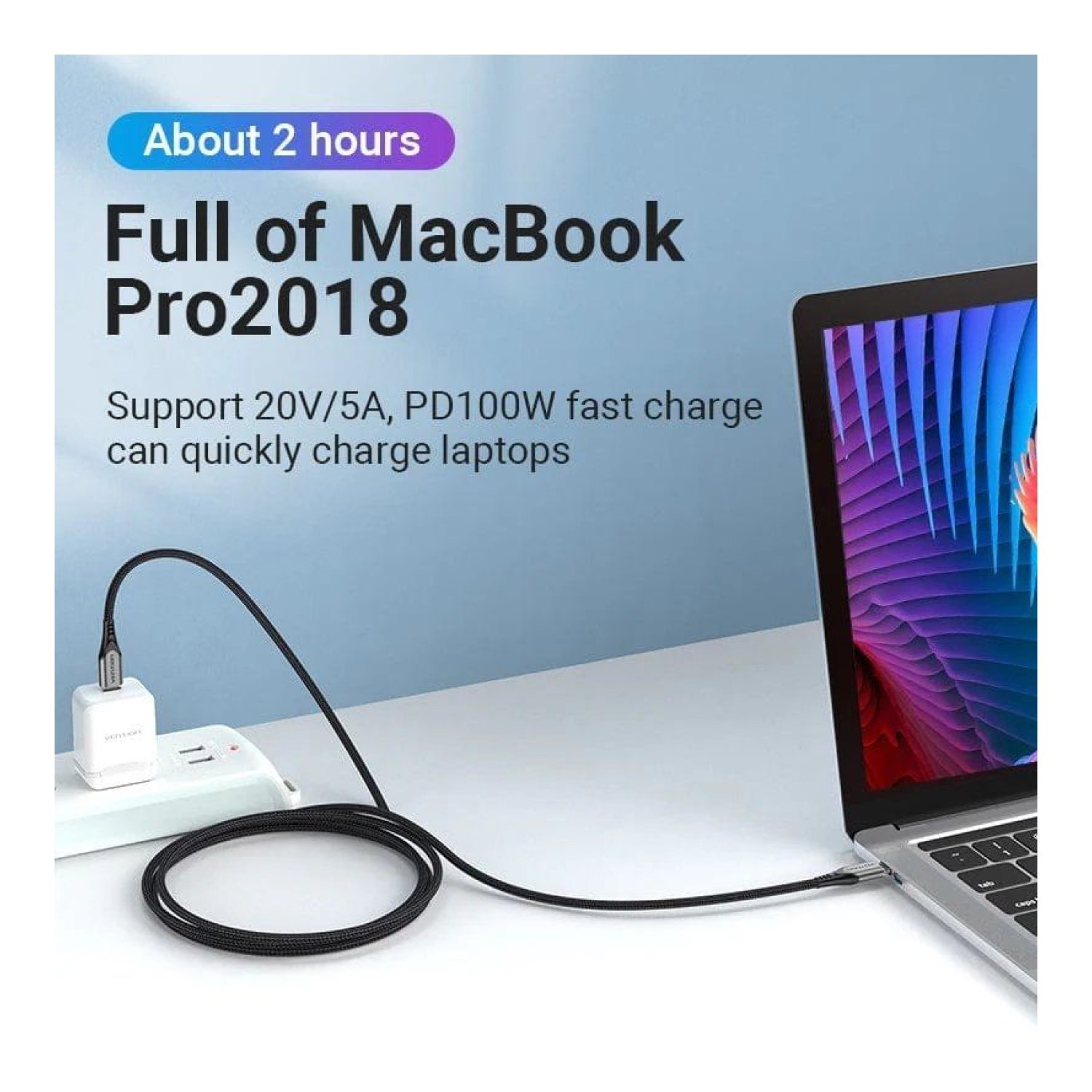 Vention · Cable USB-C a USB-C · 100W · 480Mbps · 1,5m · Gris