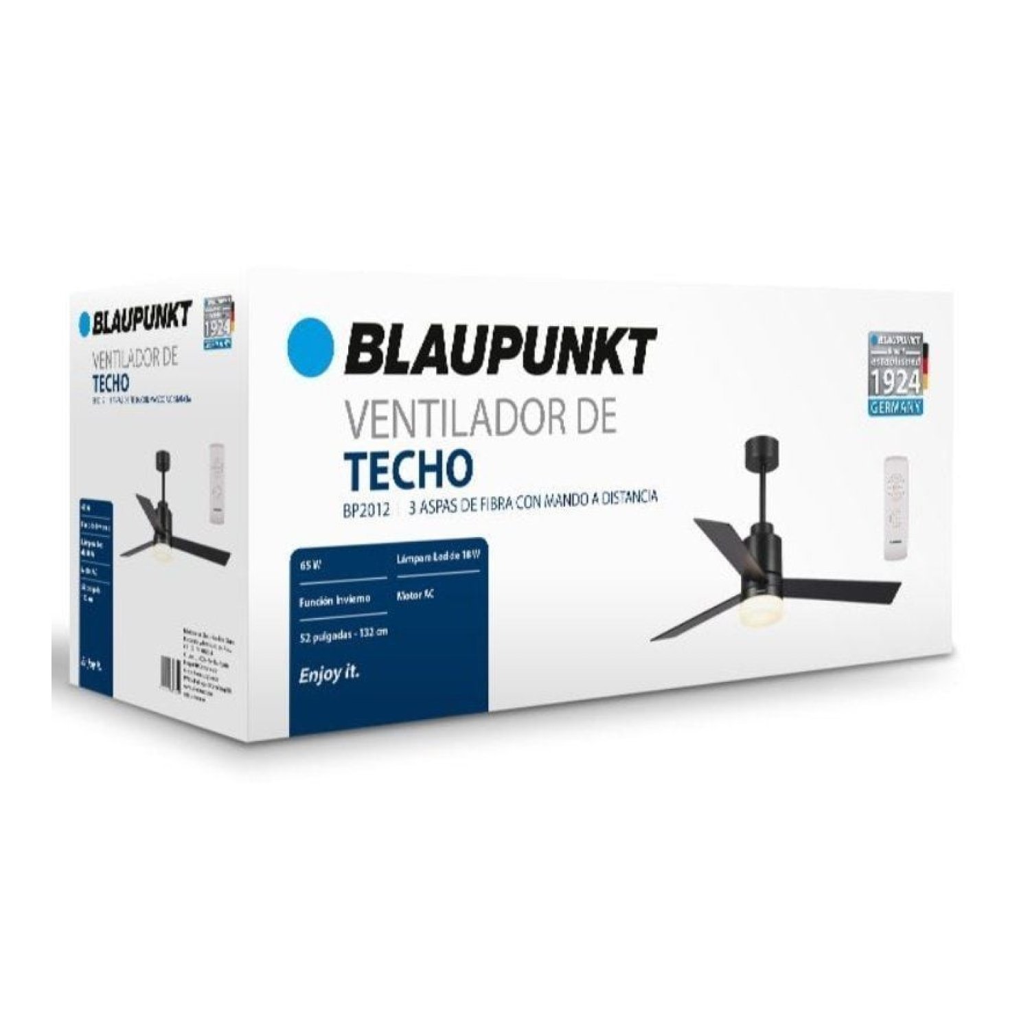 Blaupunkt Ventilador de Techo · 132 cm · 3 Aspas · 65W