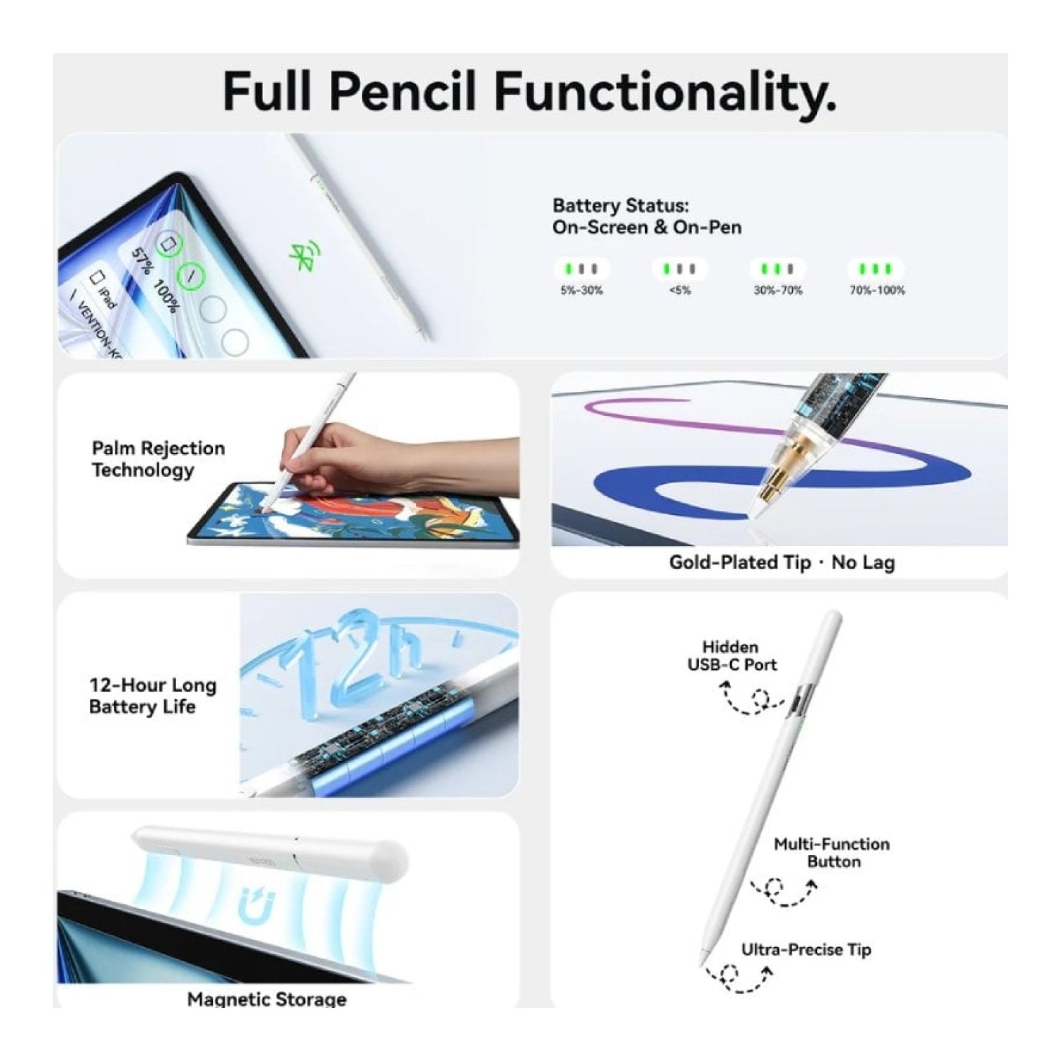 Lápiz Óptico Vention KQNW0/ para iPad/ Blanco